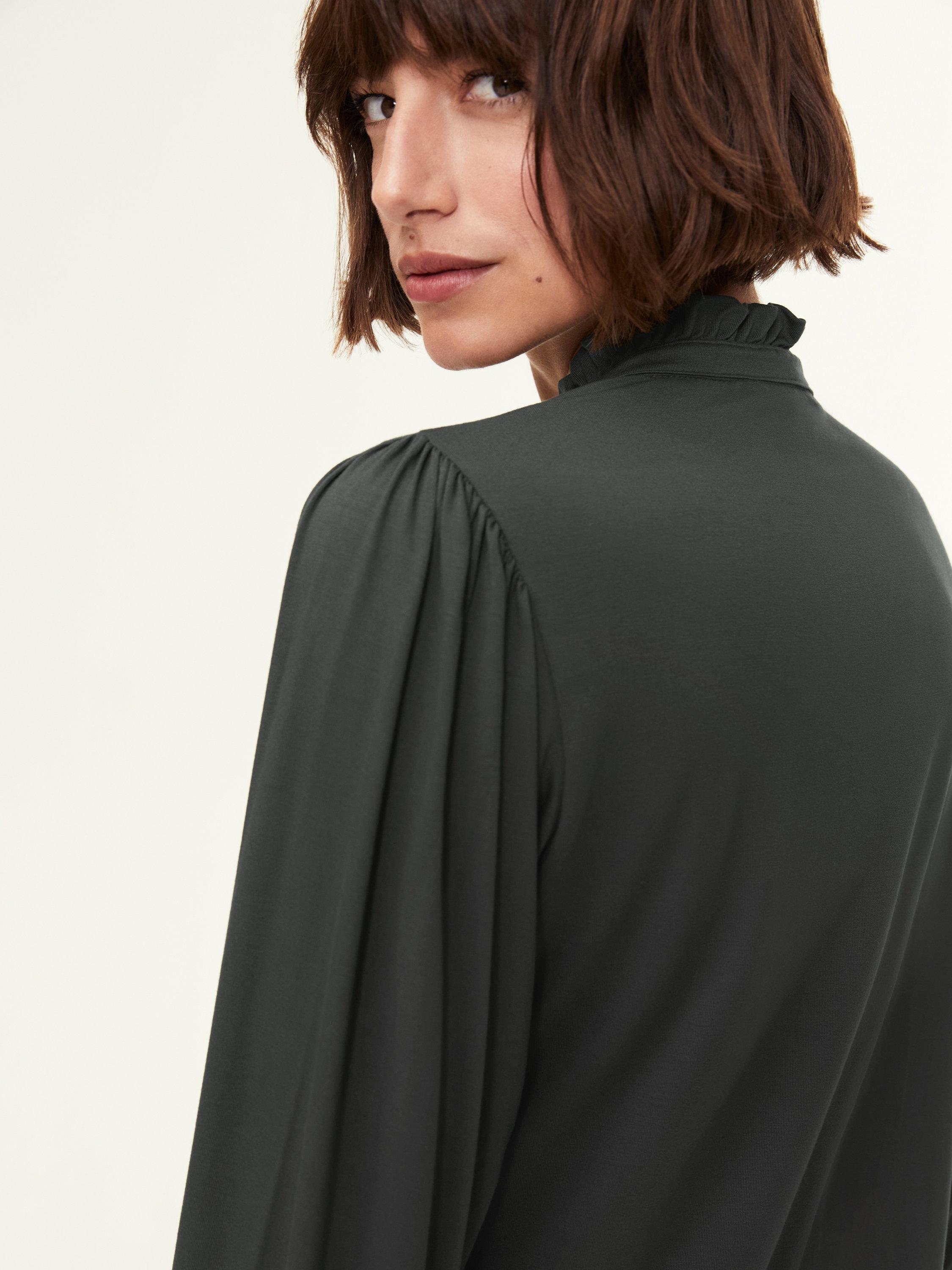 Product image 4 of 5, which shows Baukjen Imken Pintuck Top, Deep Khaki, 10