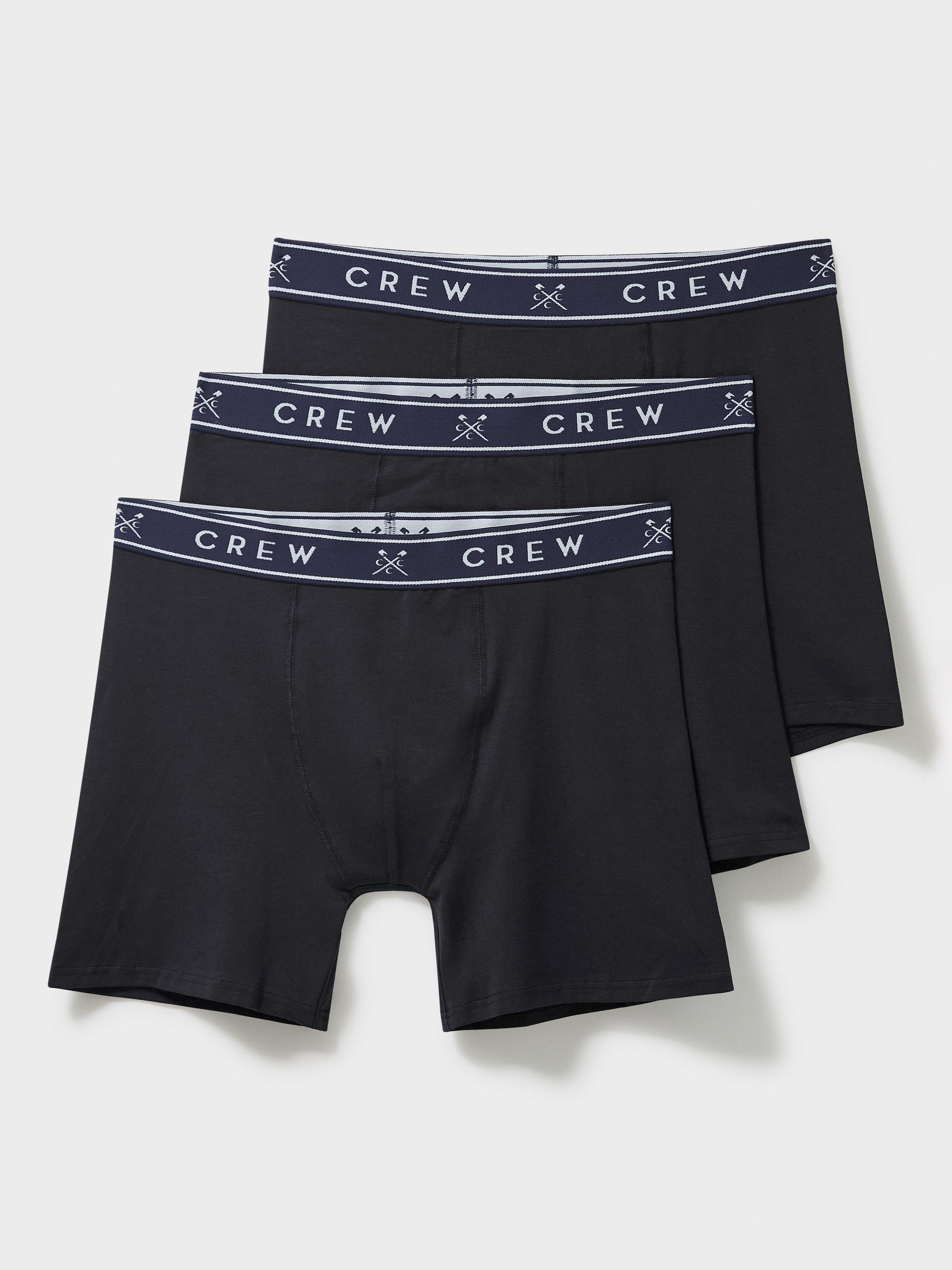 Product image 1 of 2, which shows Crew Clothing Cotton Blend Boxers, Pack of 3, Black, L
