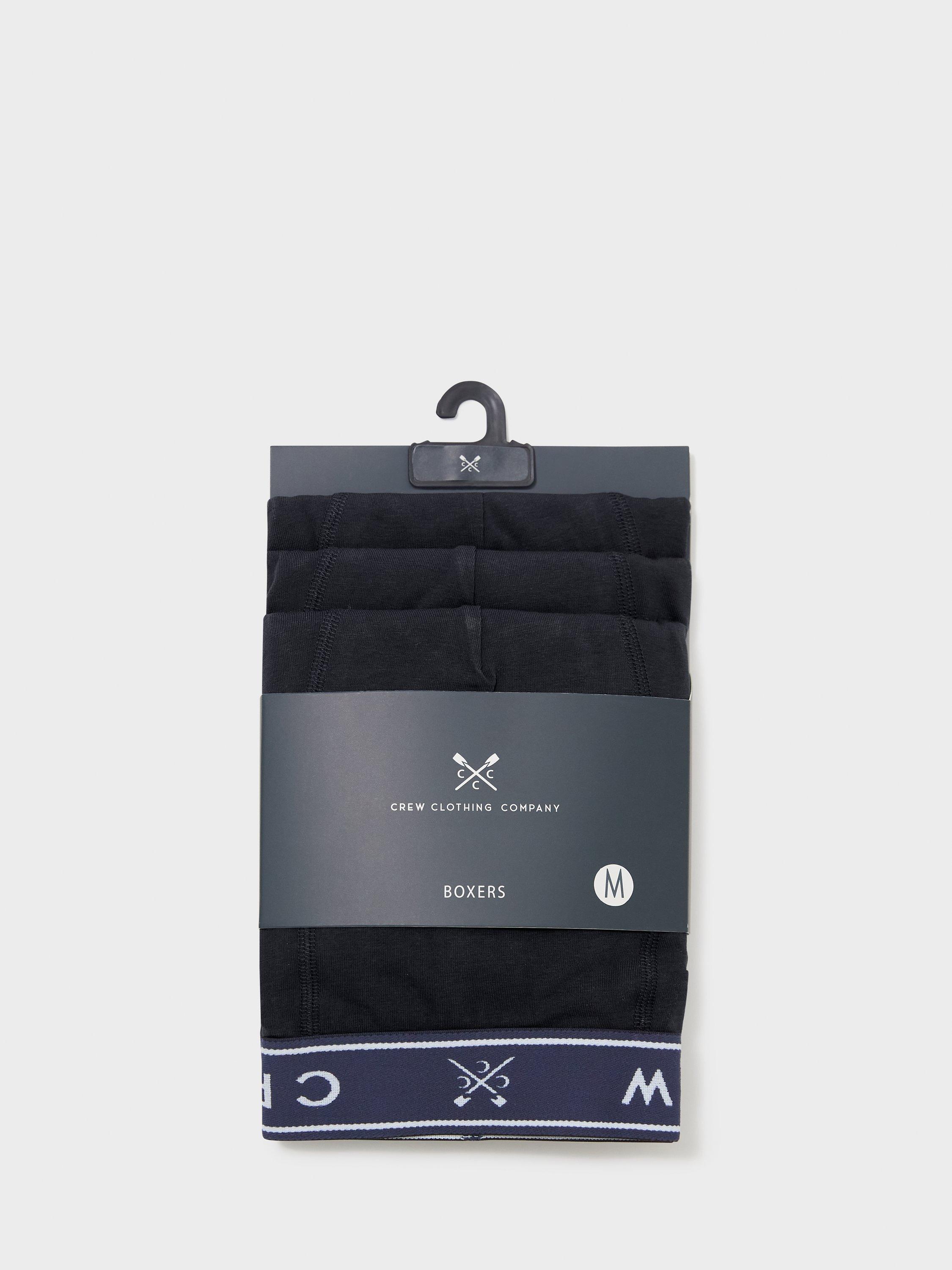 Product image 2 of 2, which shows Crew Clothing Cotton Blend Boxers, Pack of 3, Black, L