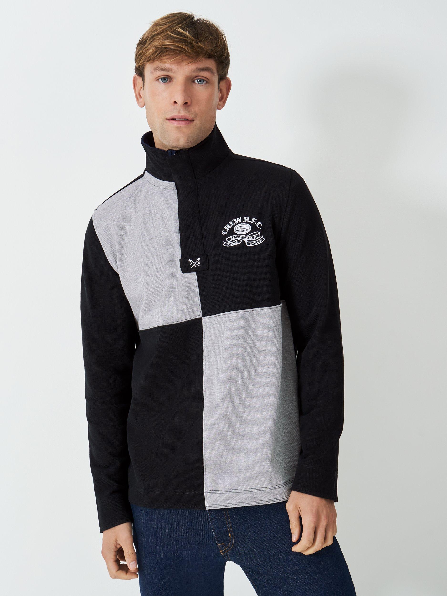 Crew Clothing Colour Block Funnel Sweatshirt, Black/Multi