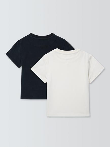 John Lewis Kids' Plain T-Shirts, Pack of 2, White/Black - view 2, White, Black