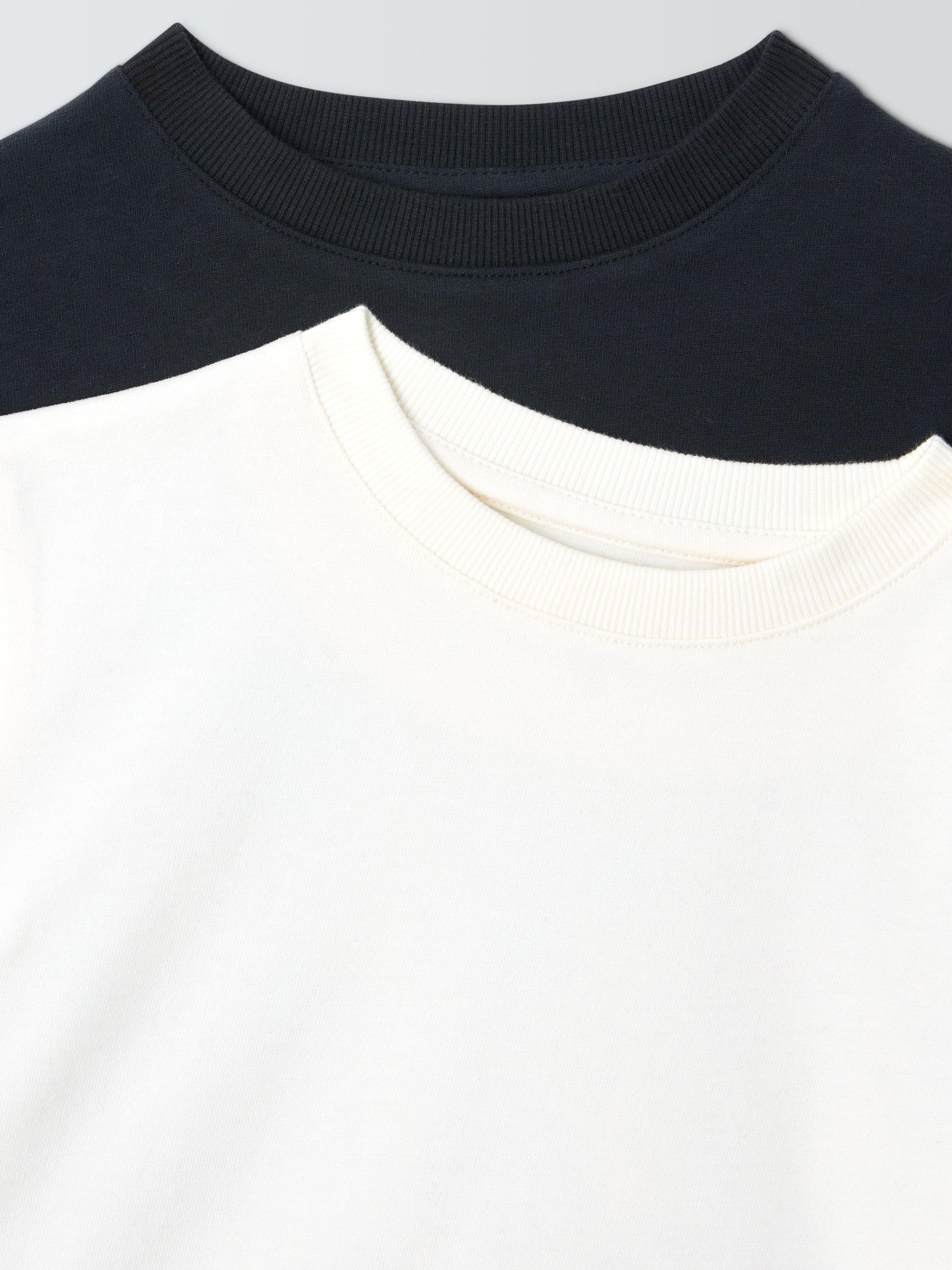 Product image 3 of 7, which shows John Lewis Kids' Plain T-Shirts, Pack of 2, White/Black, 2 years
