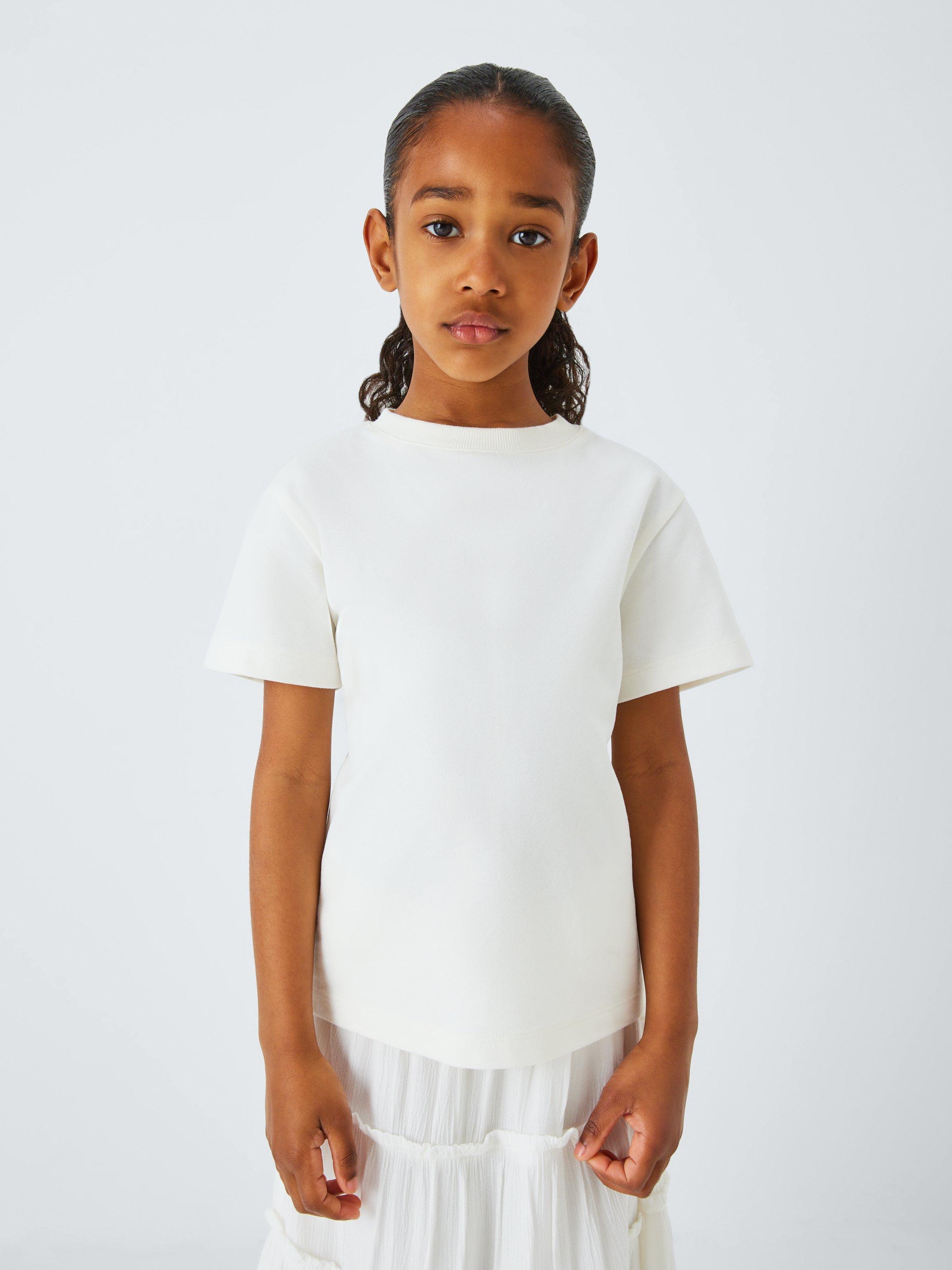 Product image 4 of 7, which shows John Lewis Kids' Plain T-Shirts, Pack of 2, White/Black, 2 years