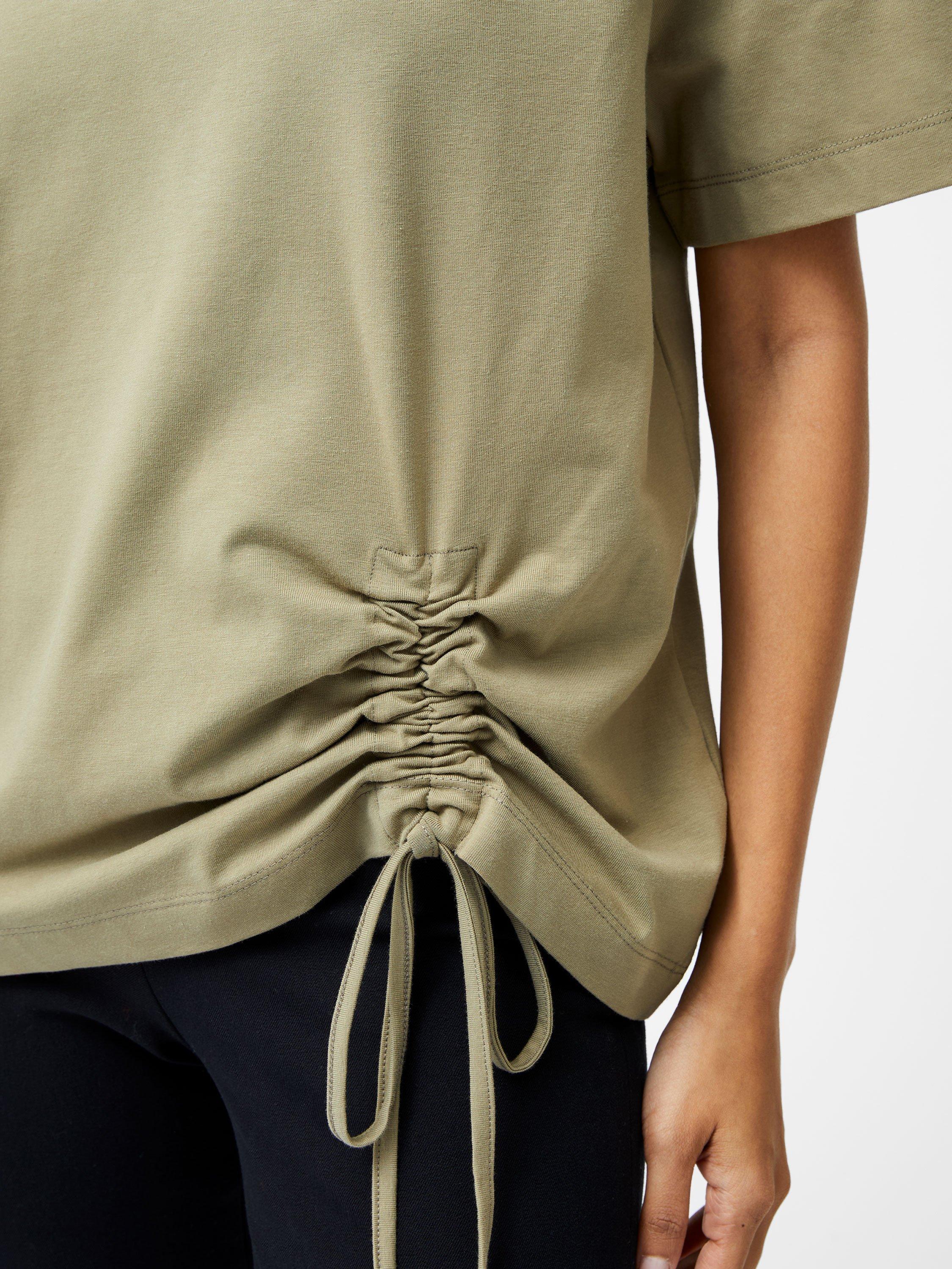 Product image 2 of 5, which shows French Connection Rallie Ruched T-Shirt, Cool Olive Green, XS