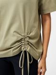French Connection Rallie Ruched T-Shirt, Cool Olive Green