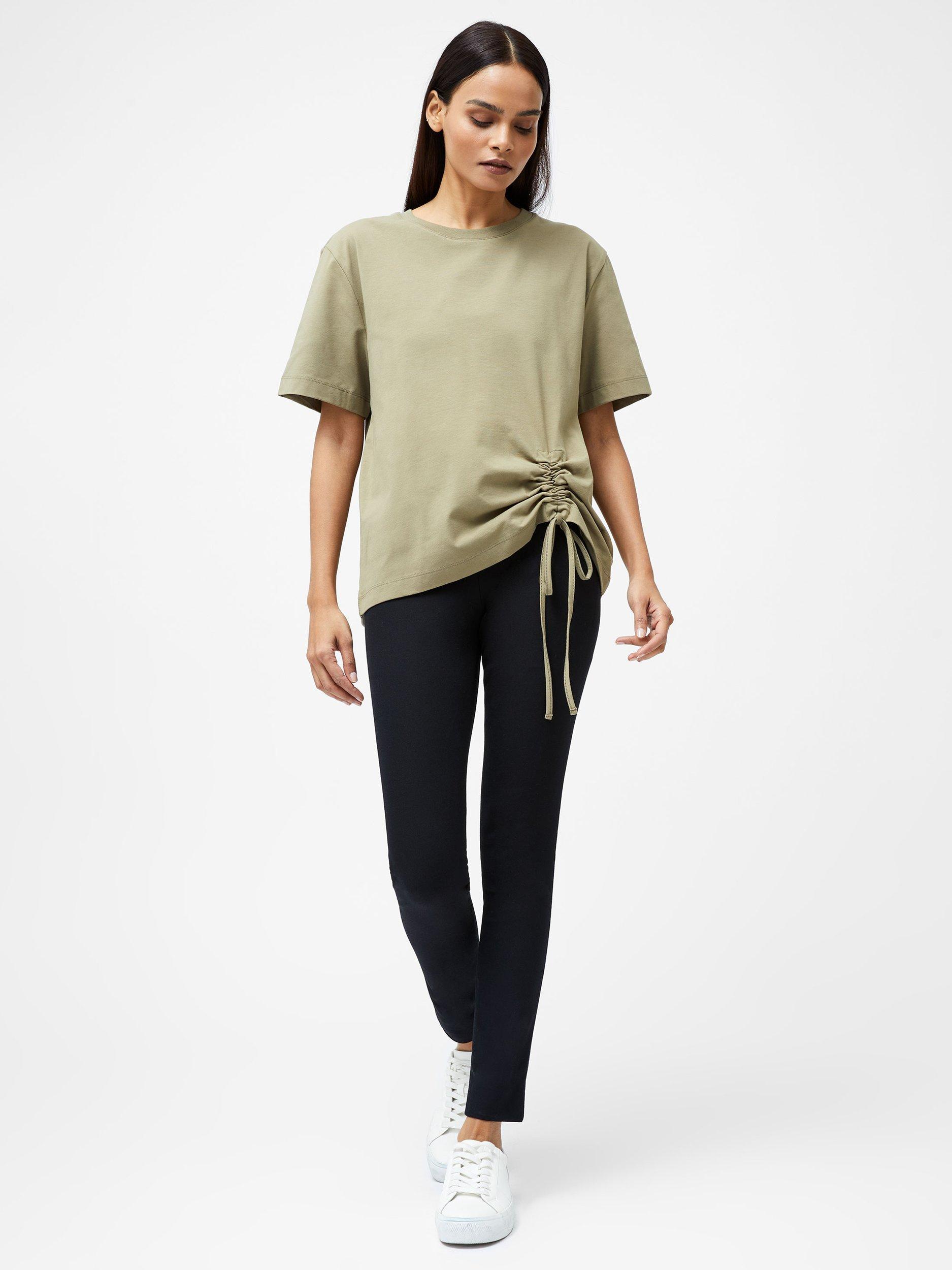 Product image 3 of 5, which shows French Connection Rallie Ruched T-Shirt, Cool Olive Green, XS