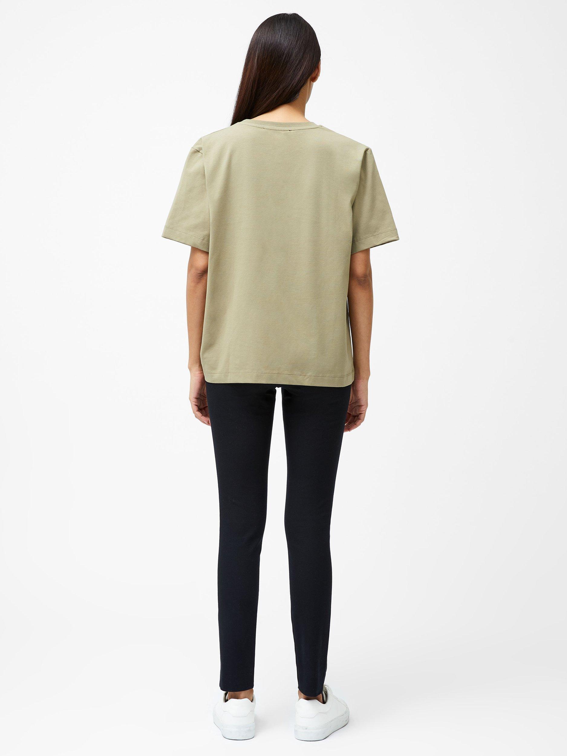 Product image 4 of 5, which shows French Connection Rallie Ruched T-Shirt, Cool Olive Green, XS