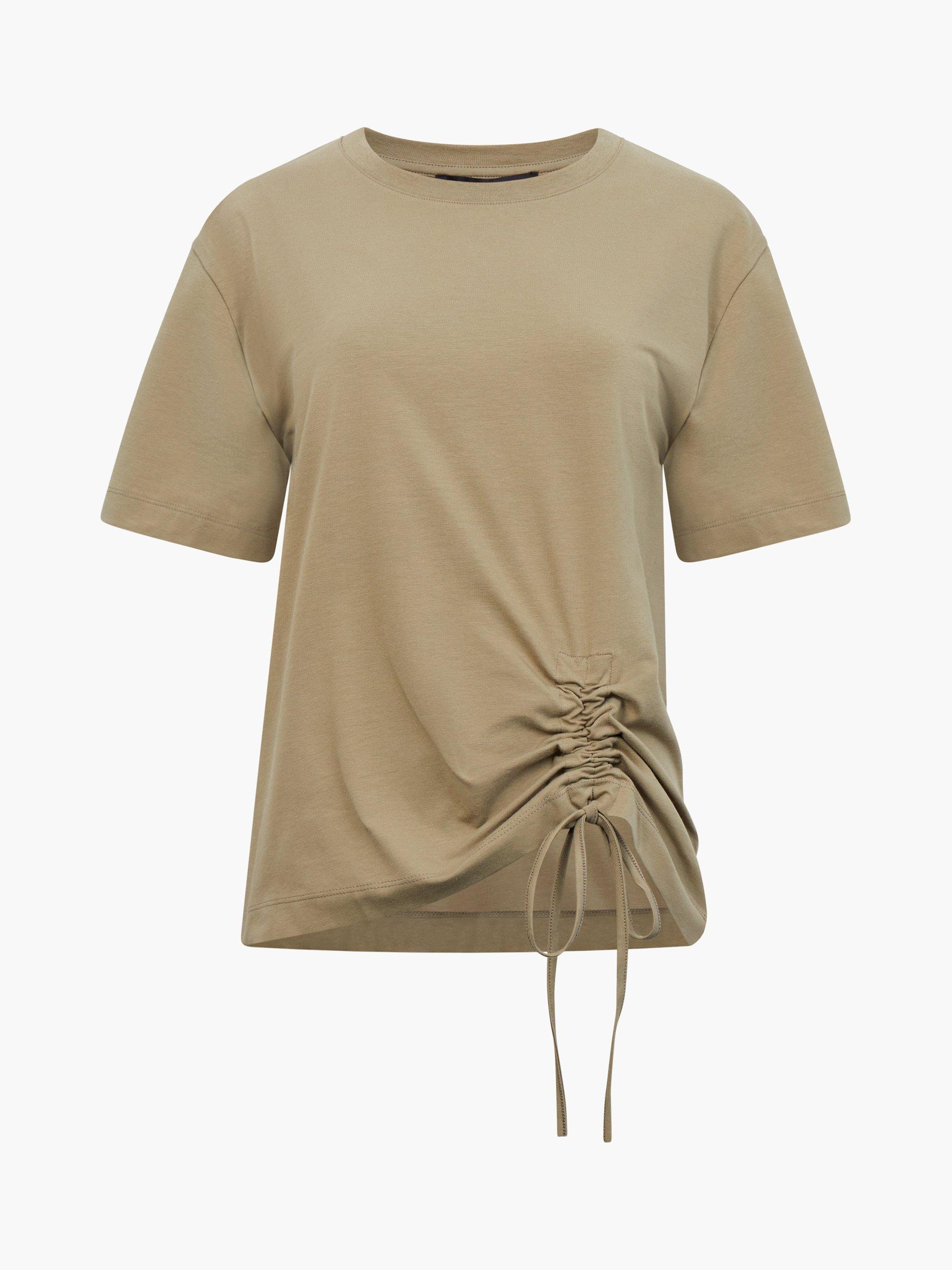 Product image 5 of 5, which shows French Connection Rallie Ruched T-Shirt, Cool Olive Green, XS