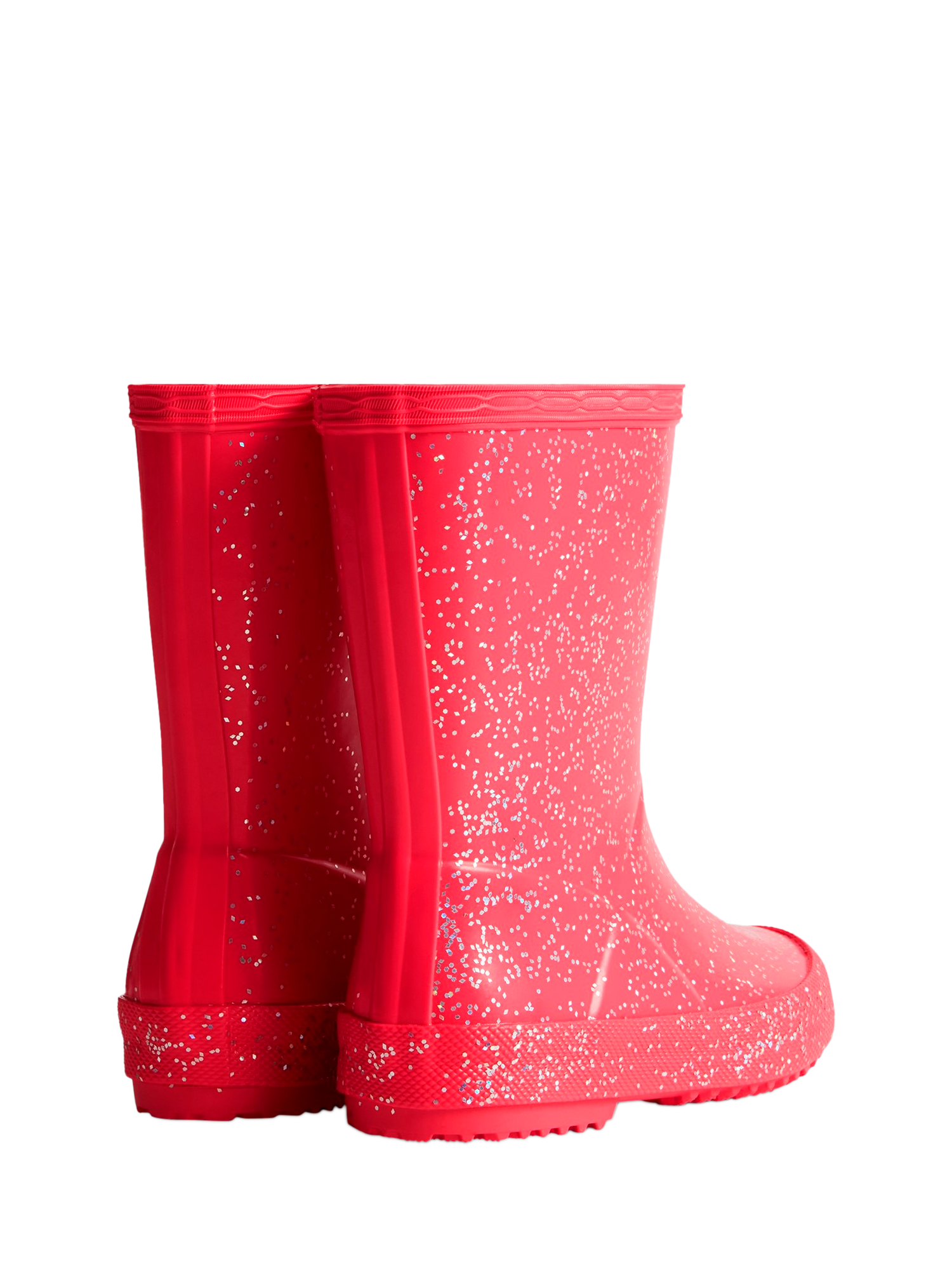 Product image 3 of 4, which shows Hunter Kids' First Classic Giant Glitter Wellington Boots, Raspberry, 4 Jnr