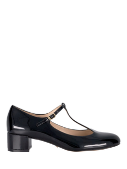 Dune London Believable Ecru Block Heel Mary Jane Shoes, Patent Black