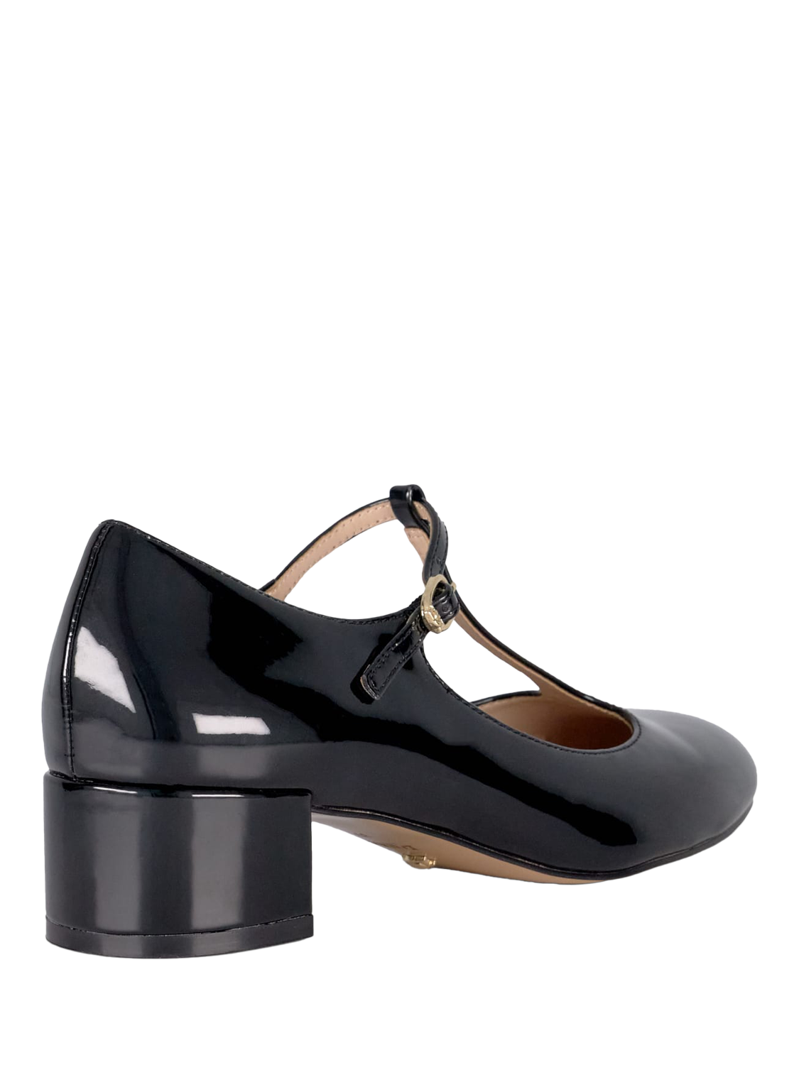 Product image 4 of 5, which shows Dune London Believable Ecru Block Heel Mary Jane Shoes, Patent Black, EU36