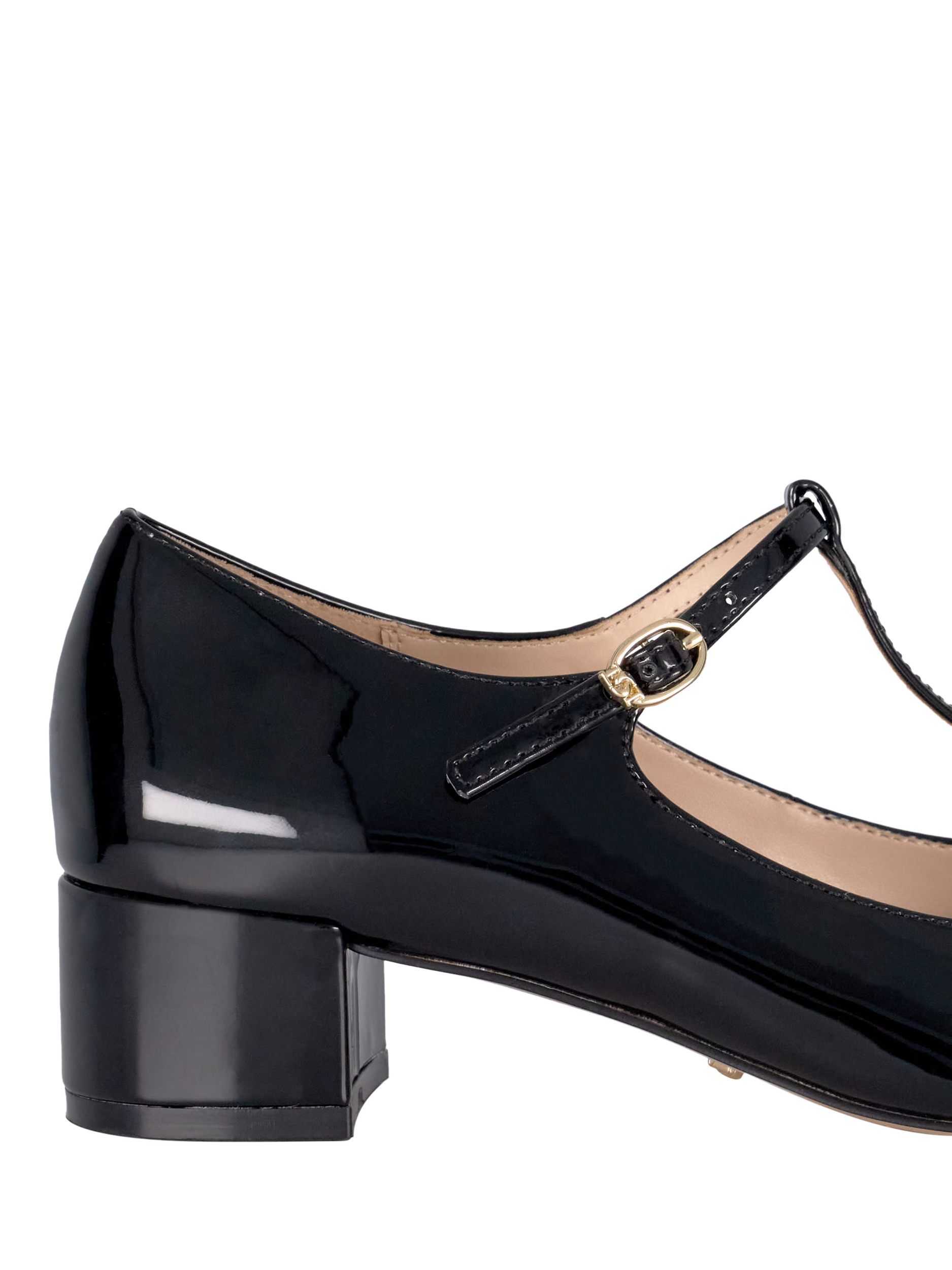 Product image 5 of 5, which shows Dune London Believable Ecru Block Heel Mary Jane Shoes, Patent Black, EU36