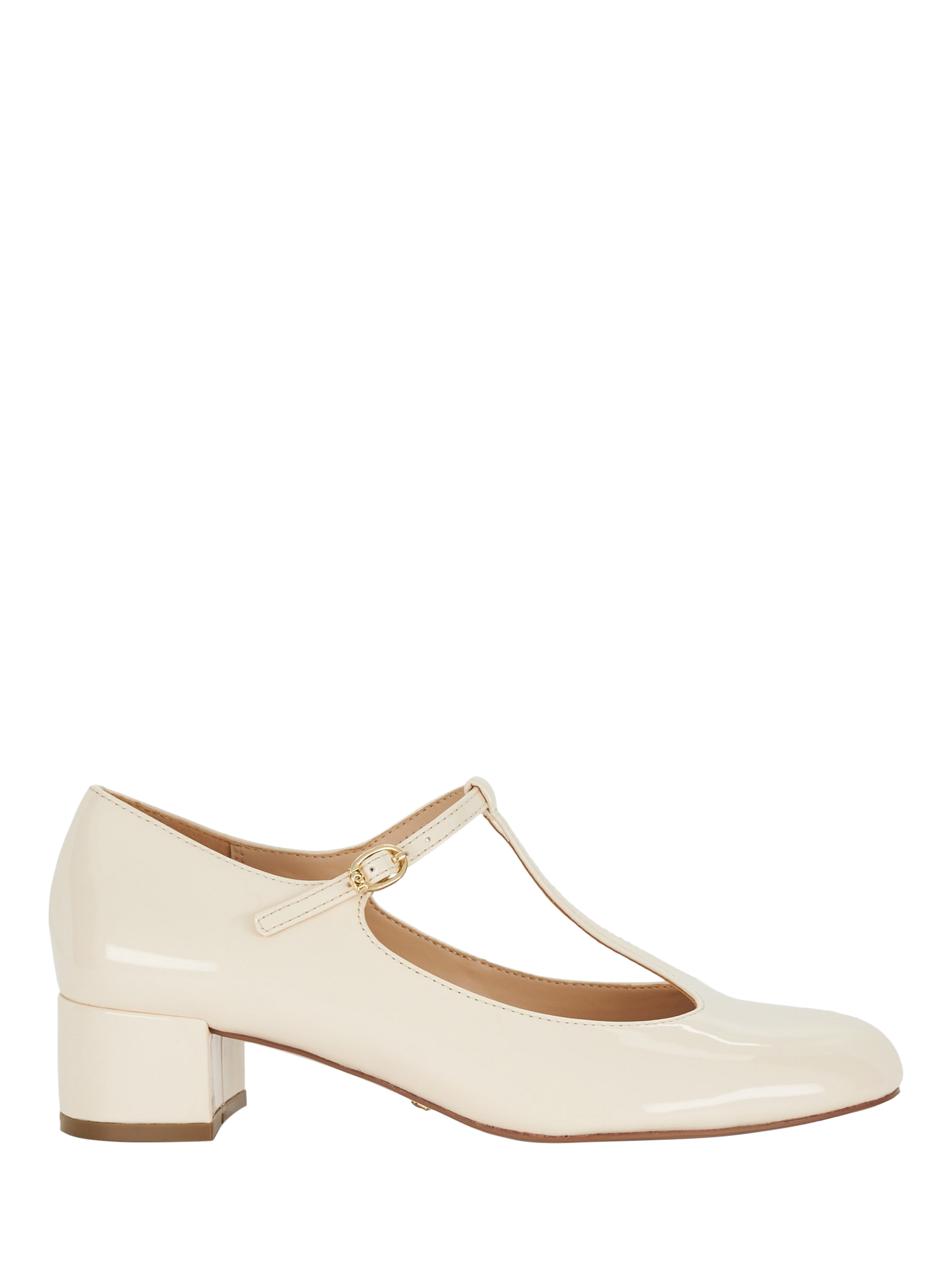 Product image 1 of 5, which shows Dune London Believable Ecru Block Heel Mary Jane Shoes, Ecru, EU36