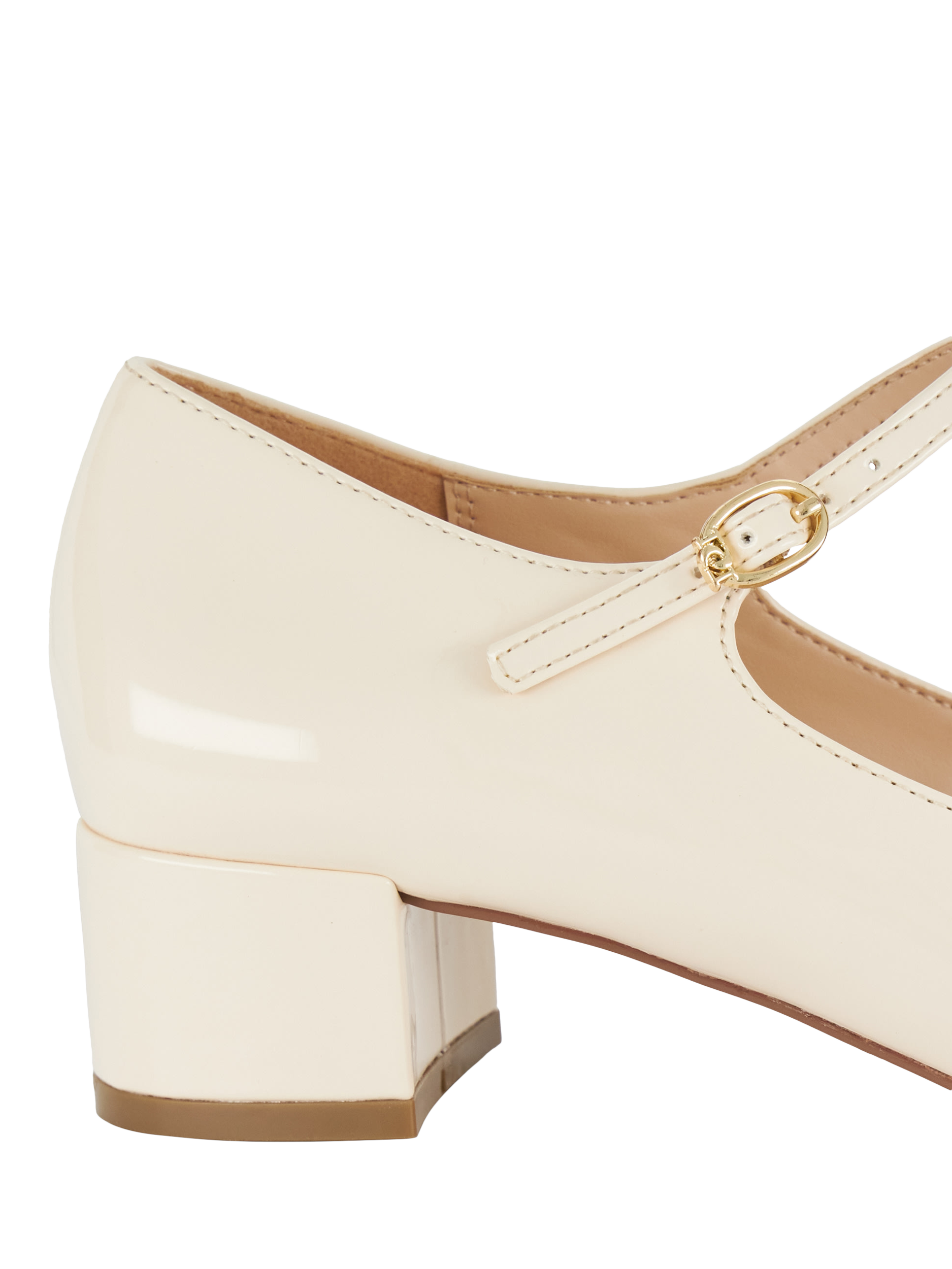Product image 5 of 5, which shows Dune London Believable Ecru Block Heel Mary Jane Shoes, Ecru, EU36