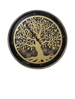 Libra Interiors Viking Tree Moving Dial Wall Clock, Black/Natural, Black Natural