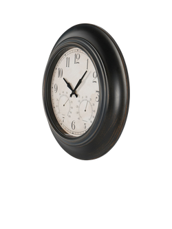 Libra Interiors Outdoor Metal Wall Clock with Temperature & Humidity, 53cm - view 2, Antique Black