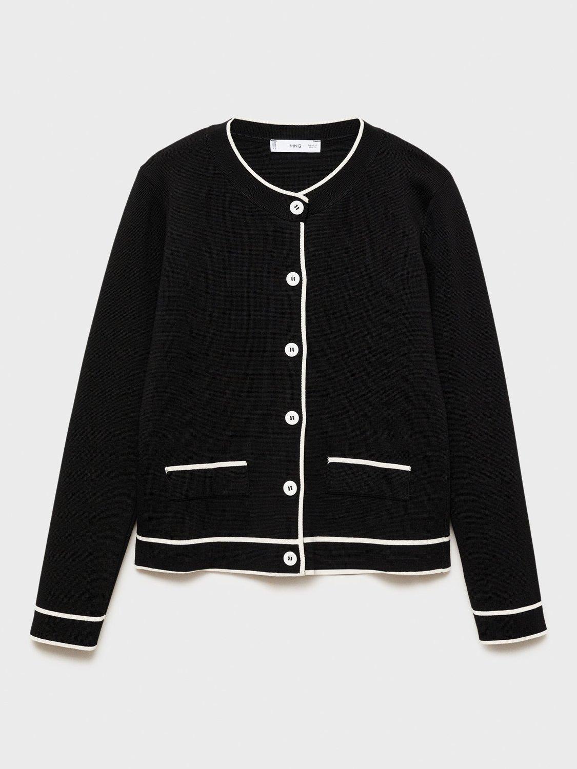 Mango Comu Fine Knit Cardigan, Black