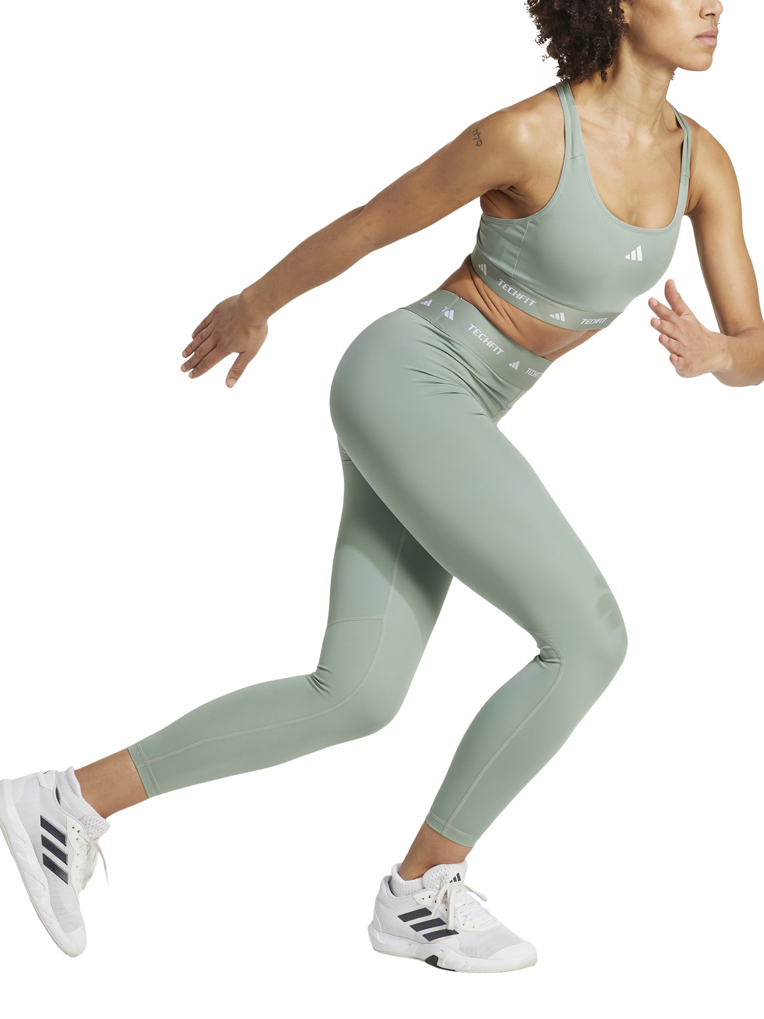Product image 6 of 6, which shows adidas Women's TECHFIT 7/8 Leggings, Silver Green, XS