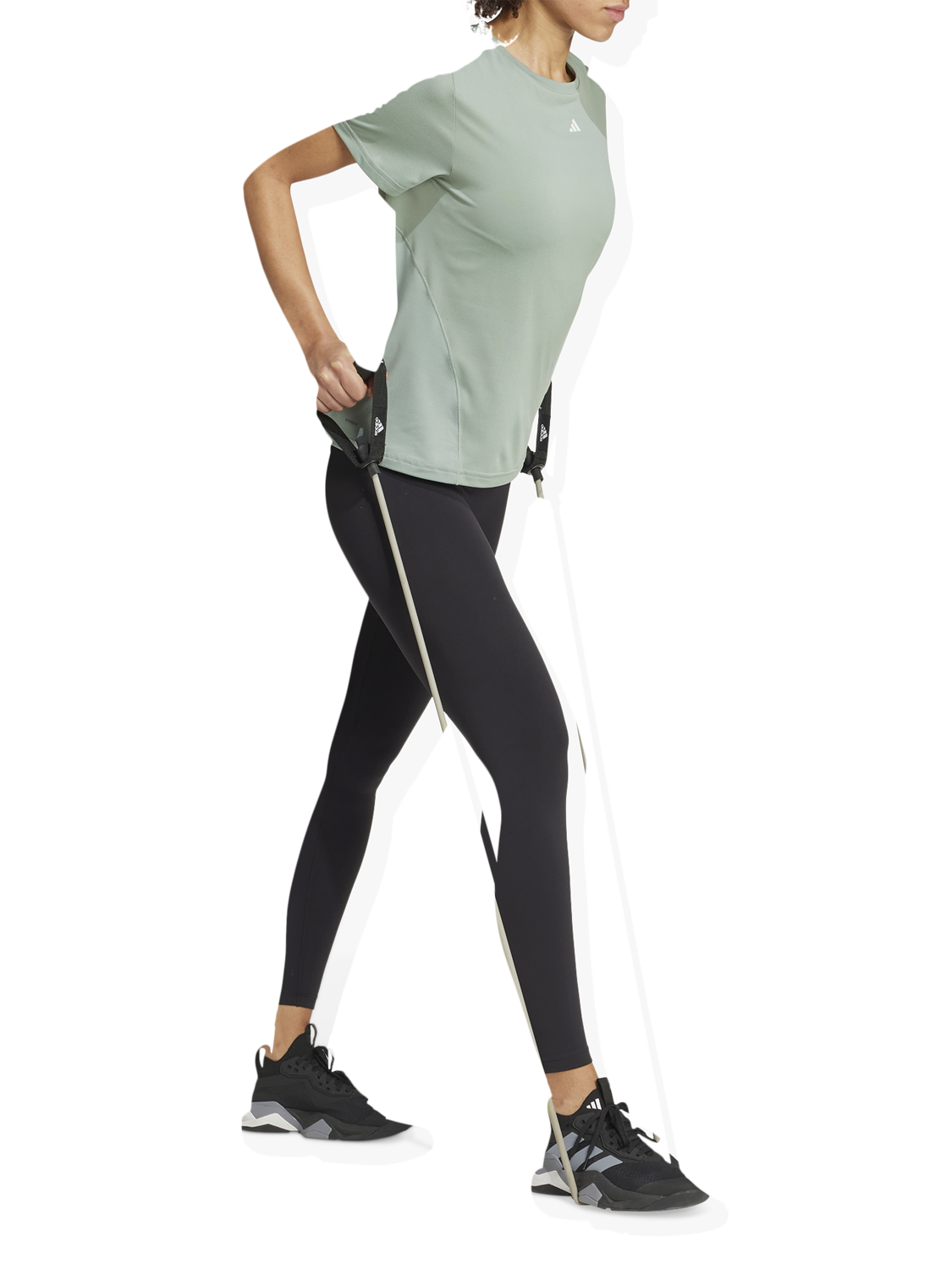 Product image 6 of 6, which shows adidas Women's Designed for Training T-Shirt, Silver Green, XS