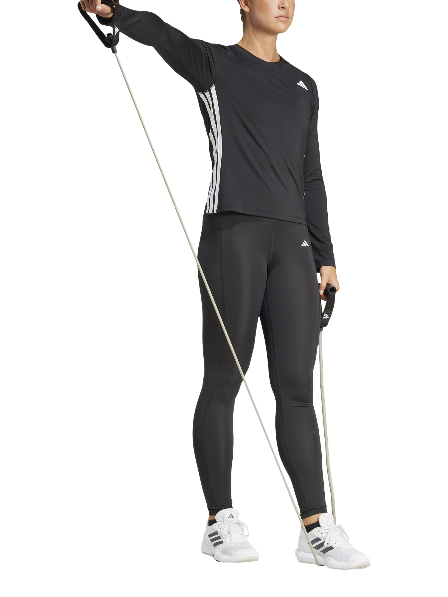 Product image 6 of 6, which shows Women's Train Essentials Long Sleeve Workout Top, Black/White, S