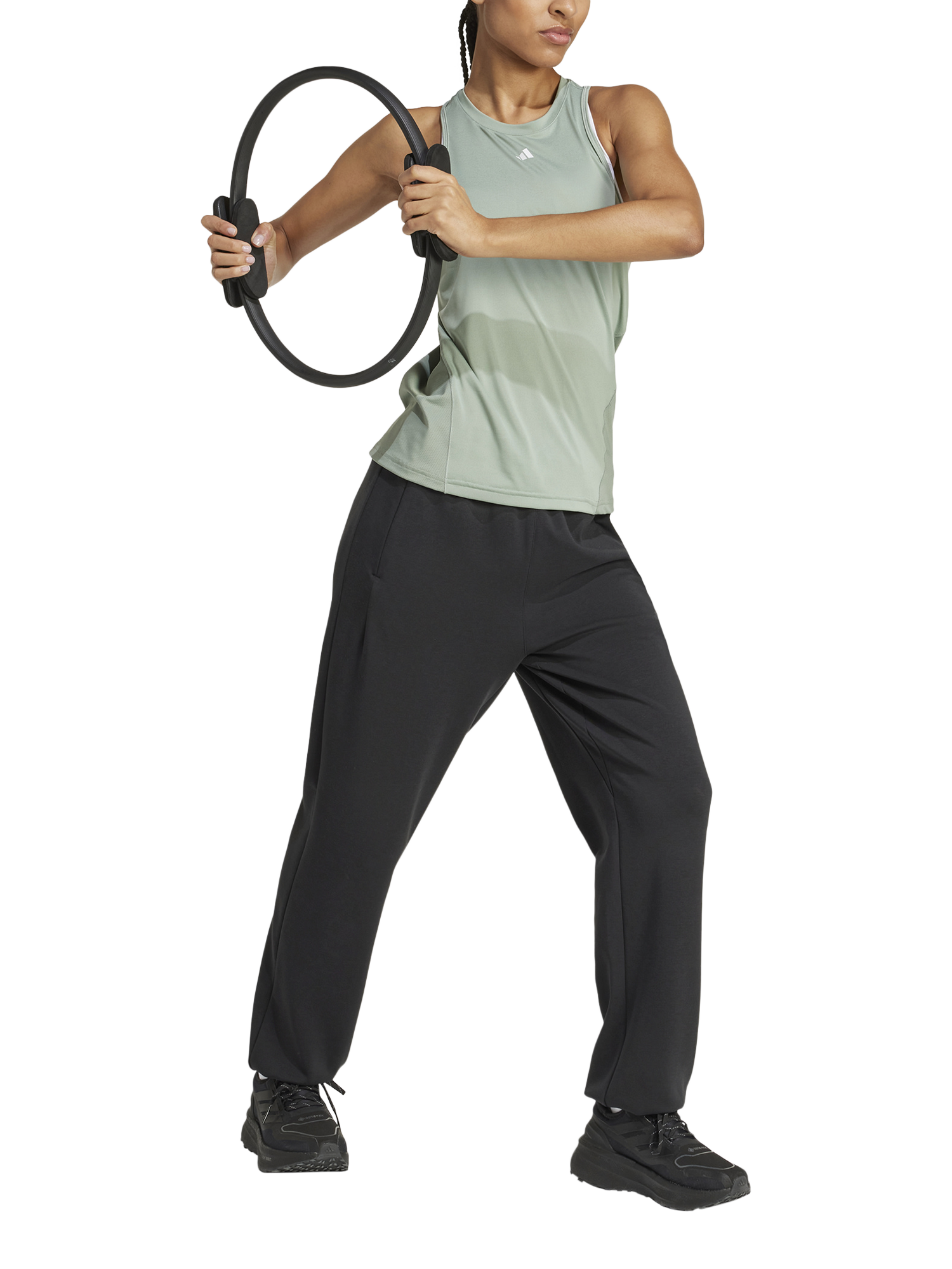 Product image 6 of 6, which shows adidas Women's Designed for Training Tank Top, Silver Green, XS