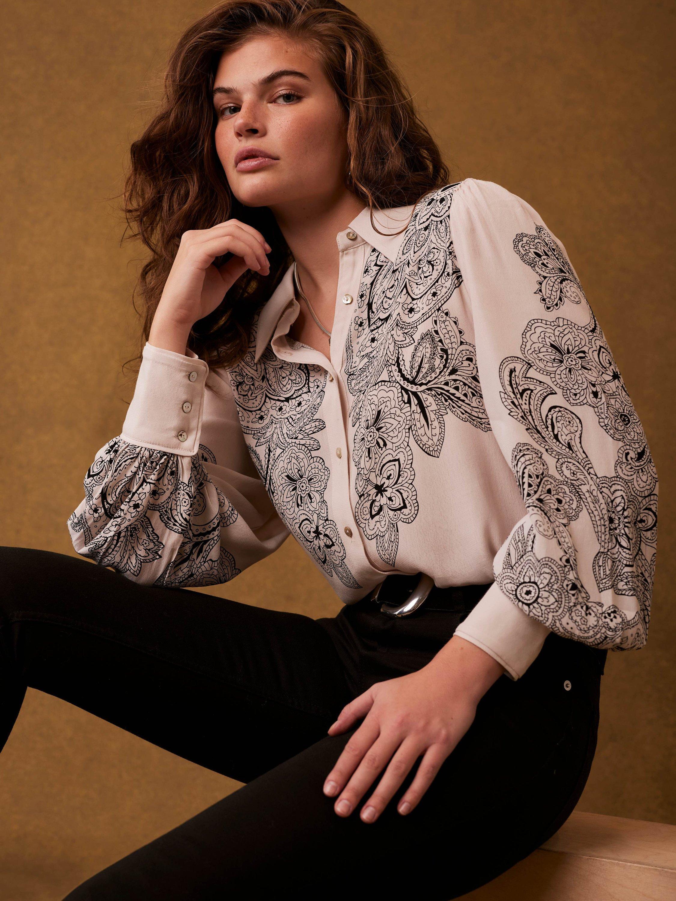 Mint Velvet Western Print Shirt, Cream/Multi