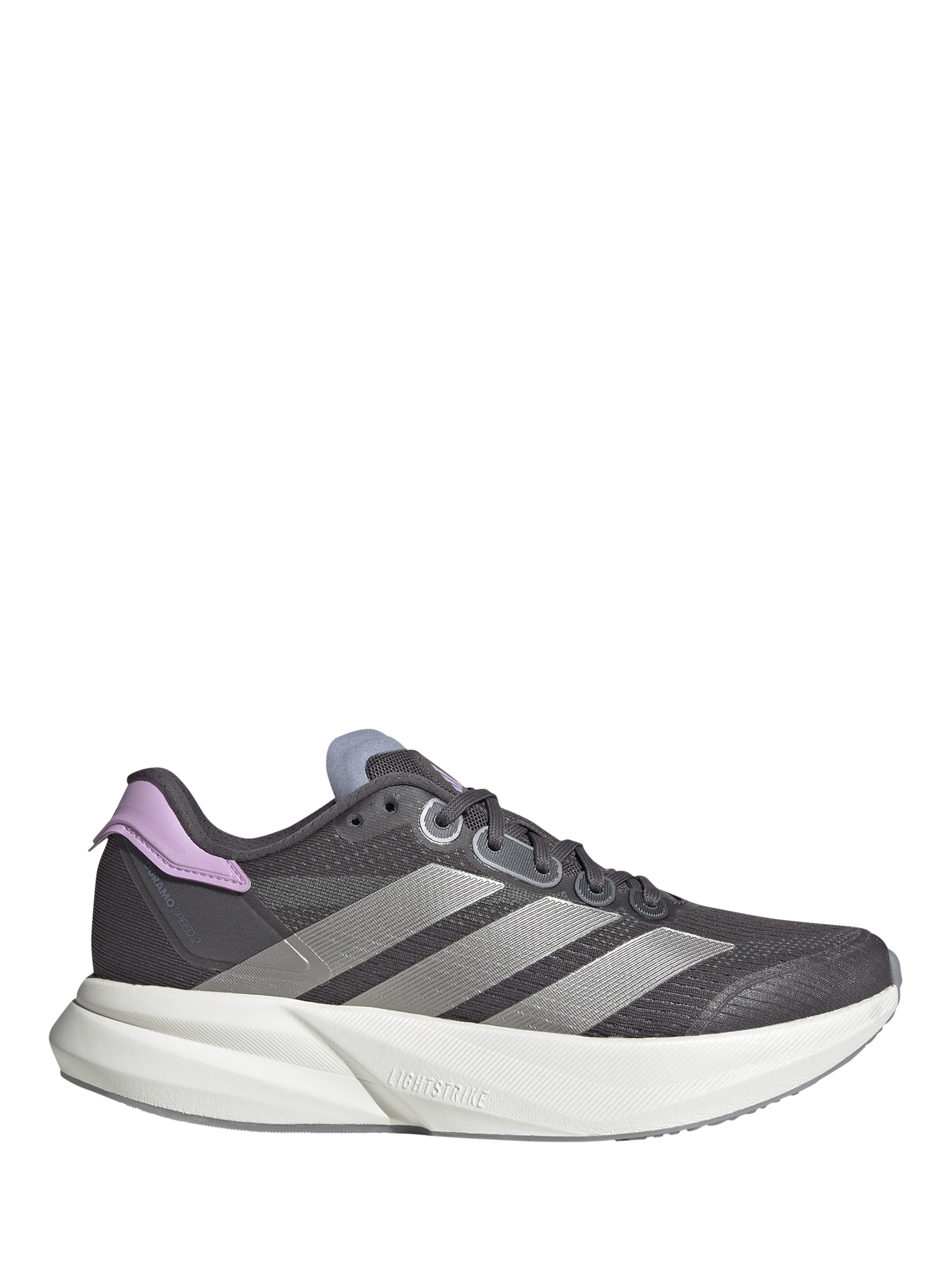 Product image 1 of 8, which shows adidas Women's Duramo Speed 2 Running Shoes, Grey/Lilac, 4.5