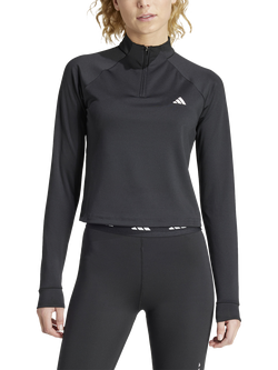 adidas Women's Train Essentials Quarter Zip Top, Black, Black
