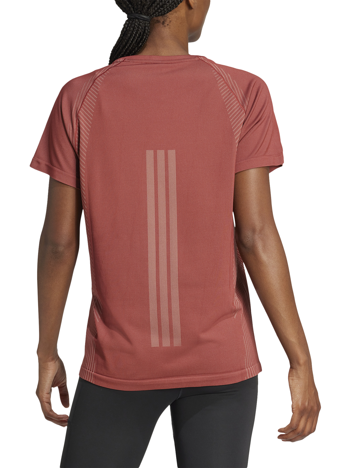 Product image 2 of 6, which shows adidas Seamless T-Shirt, Preloved Ruby/Clay, XS
