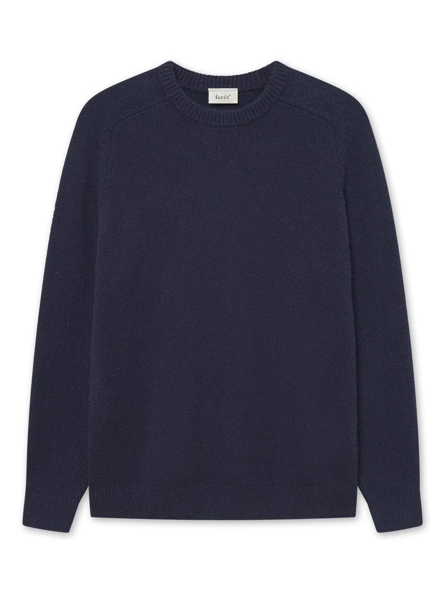 forét Bloom Boucle Knit Crew Neck Jumper, Navy