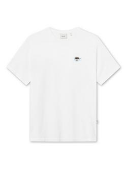 forét Element Organic Cotton Regular Fit Short Sleeve Embroidered Logo T-Shirt, White Flower
