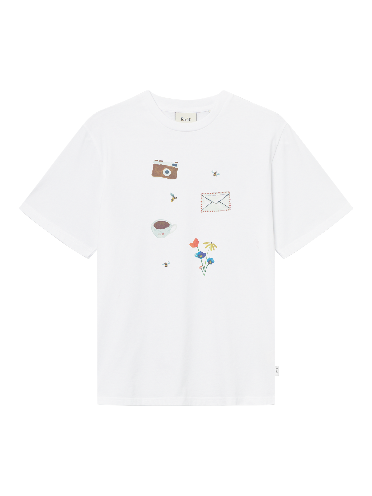 Product image 1 of 3, which shows forét Organic Cotton Regular Fit Short Sleeve Graphic T-Shirt, White, S