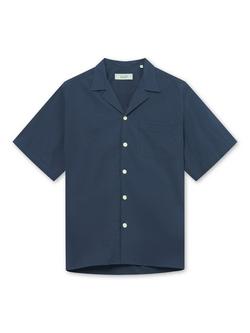 forét Hush Organic Cotton Regular Fit Seersucker Shirt, Navy