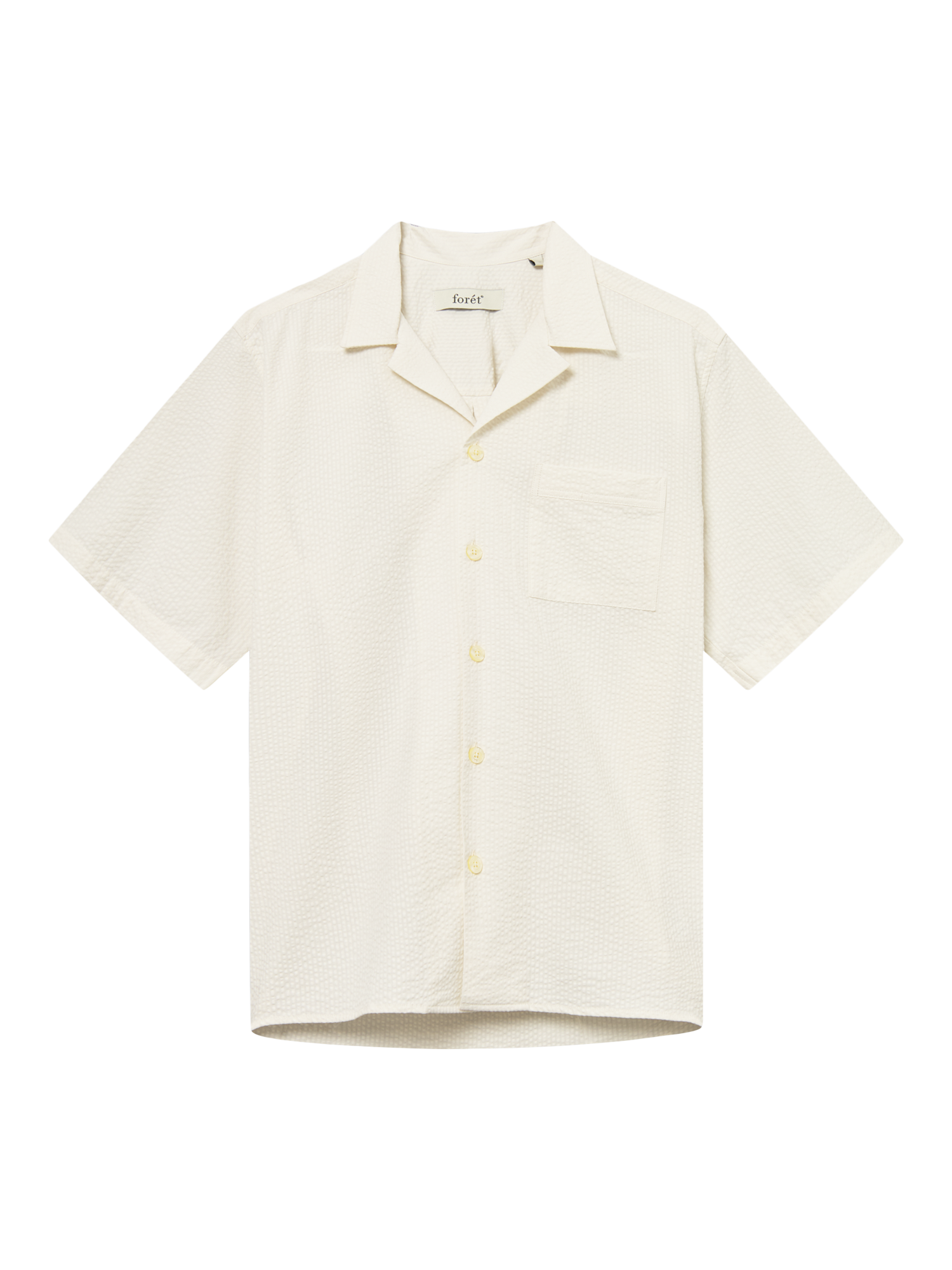Product image 1 of 1, which shows forét Hush Organic Cotton Regular Fit Seersucker Shirt, Cloud, S