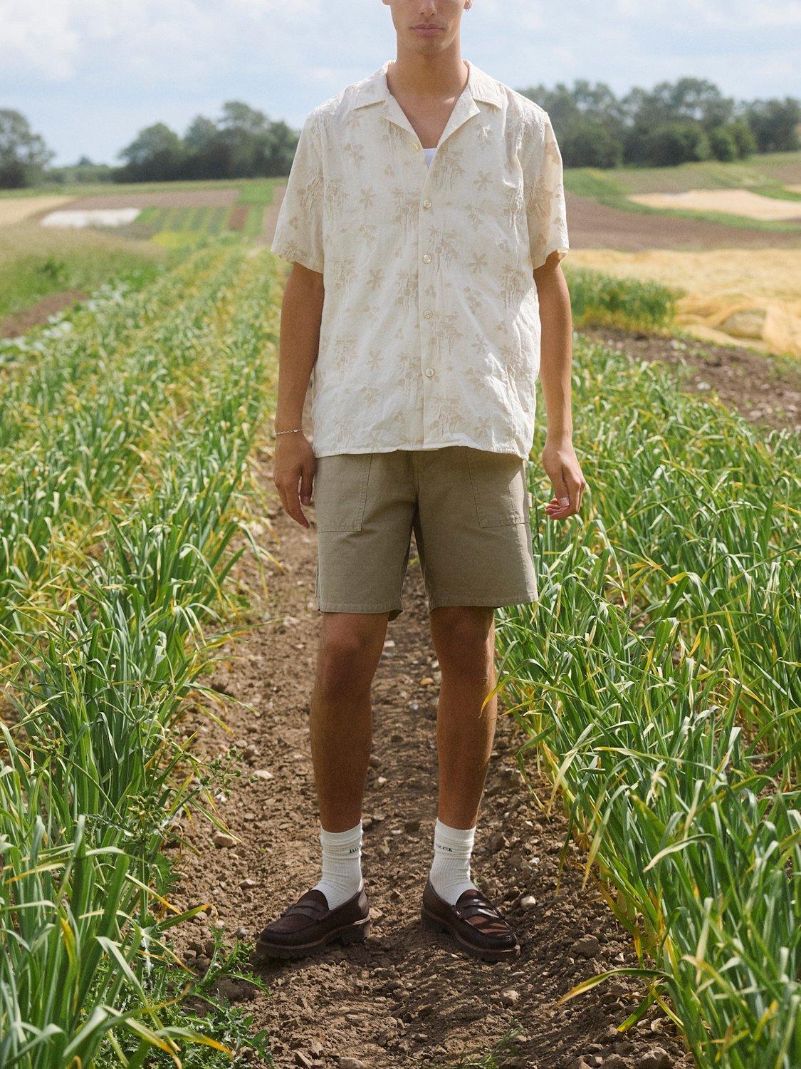 Product image 6 of 6, which shows forét Peer Flower Organic Cotton Regular Fit Floral Shirt, Cloud, S