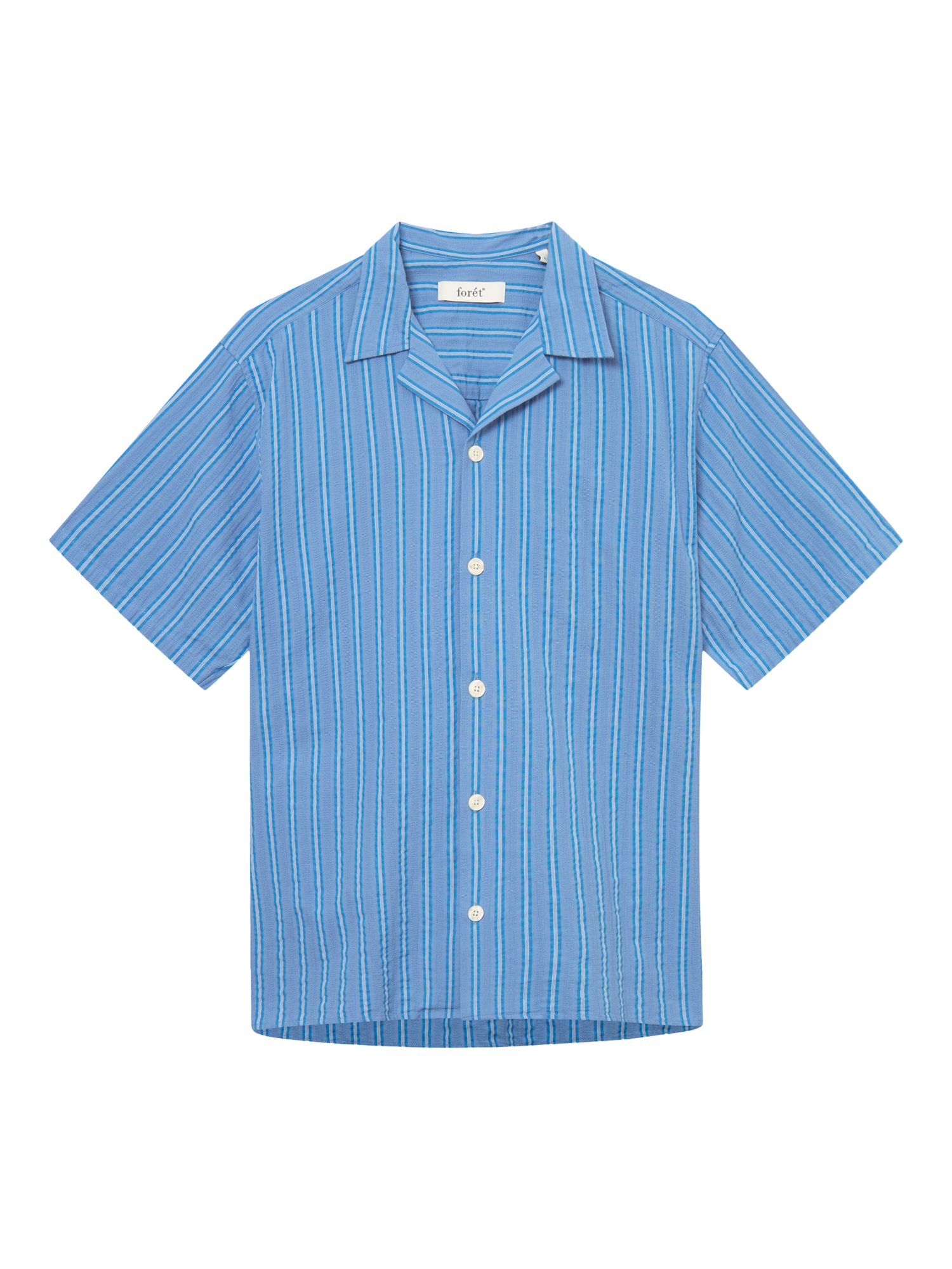 Product image 1 of 5, which shows forét Peer Organic Cotton Regular Fit Textured Shirt, Blue, M