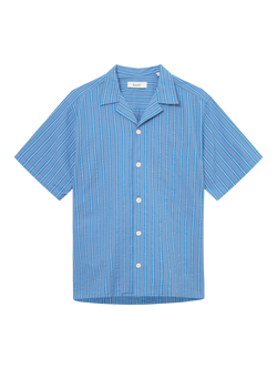 forét Peer Organic Cotton Regular Fit Textured Shirt, Blue