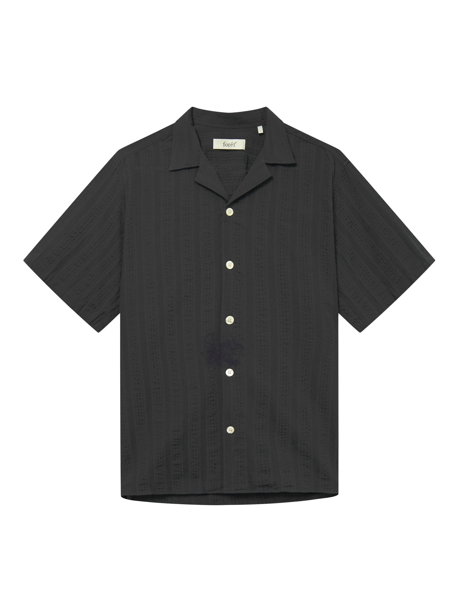 Product image 1 of 5, which shows forét Peer Organic Cotton Regular Fit Textured Shirt, Black, S