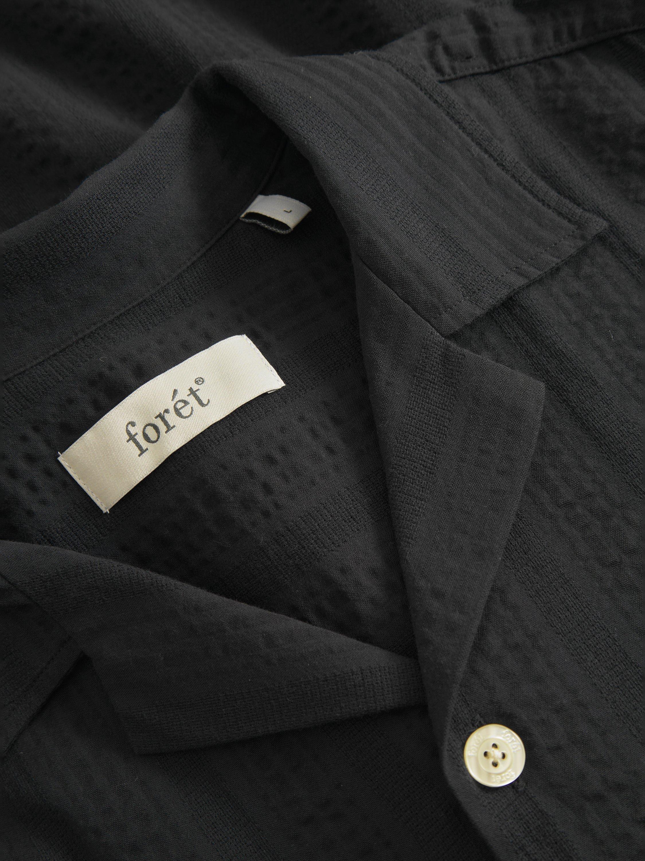 Product image 3 of 5, which shows forét Peer Organic Cotton Regular Fit Textured Shirt, Black, S
