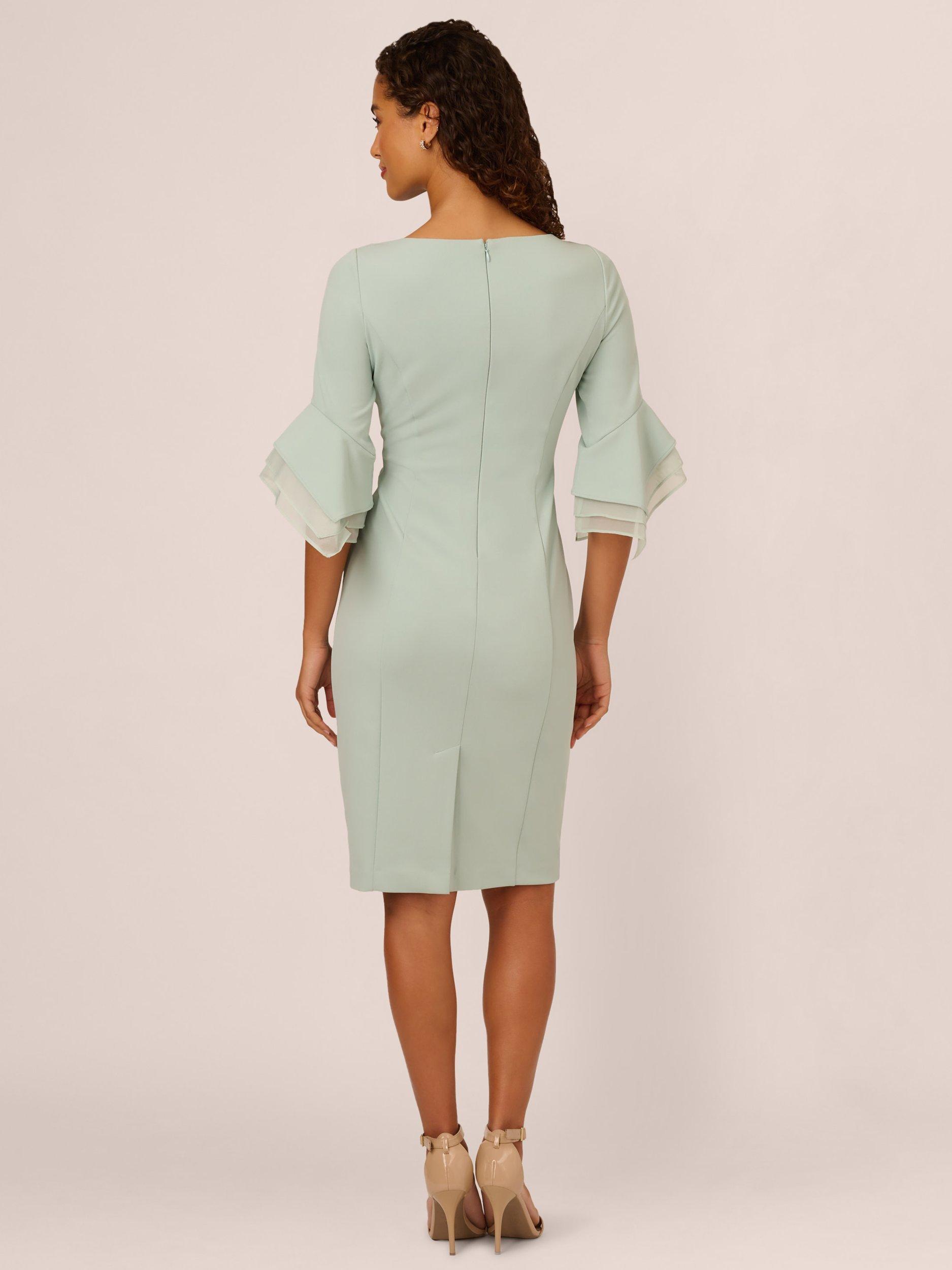 Product image 3 of 8, which shows Adrianna Papell Knit Crepe Sheath Dress, Icy Sage, 6