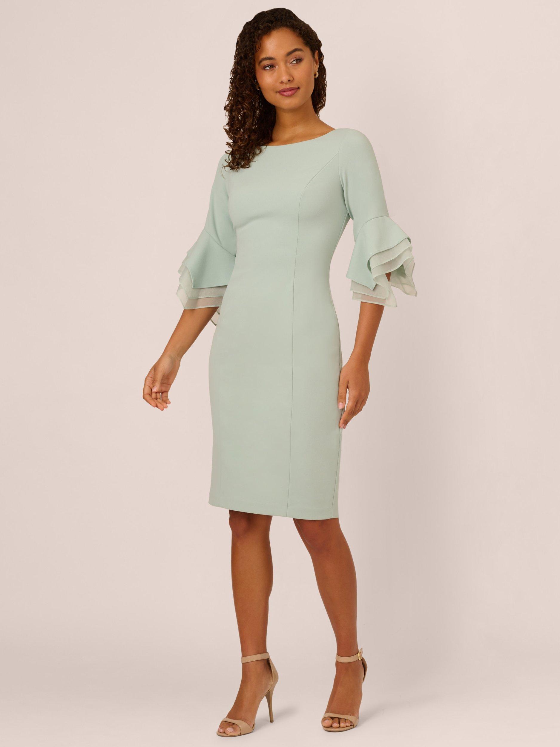 Product image 4 of 8, which shows Adrianna Papell Knit Crepe Sheath Dress, Icy Sage, 6
