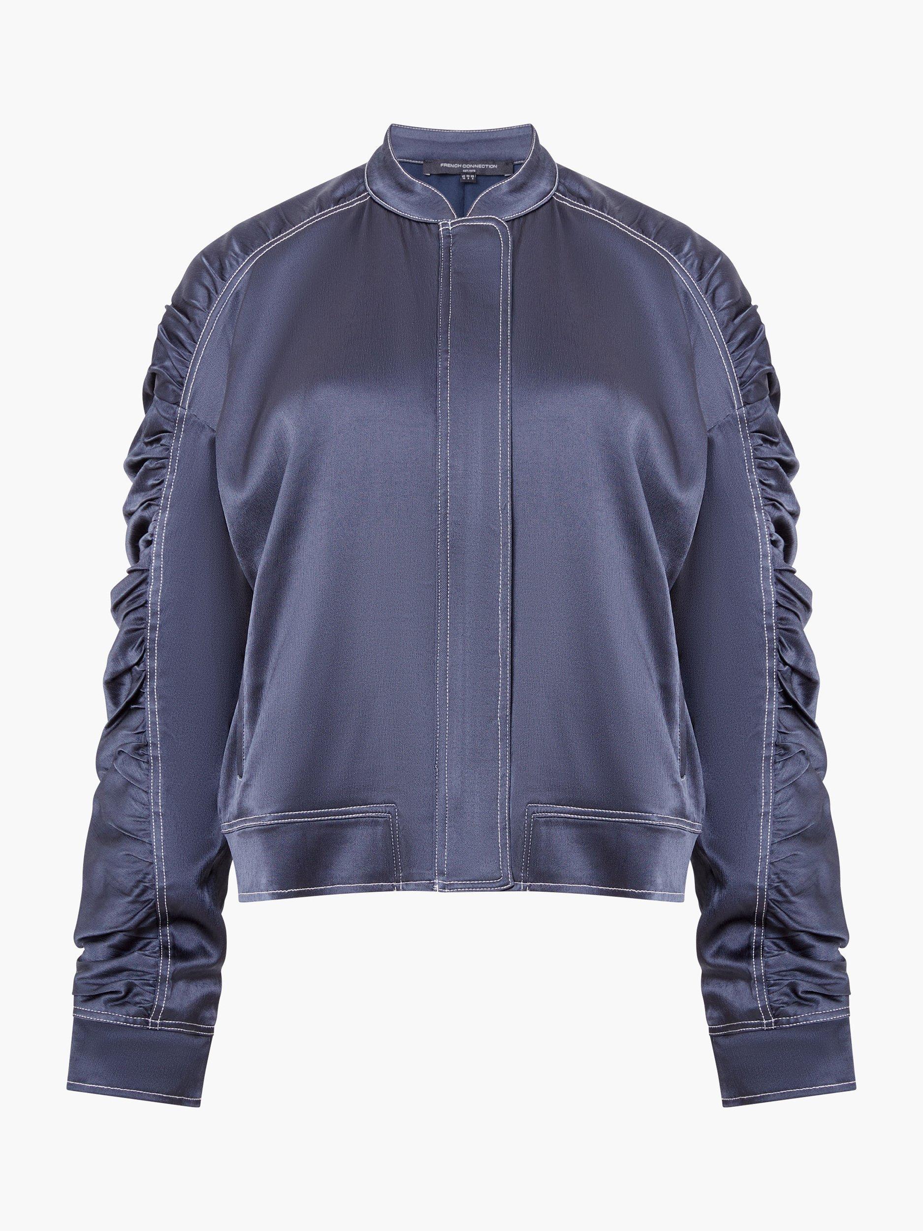 French Connection Akita Satin Jacket, Navy