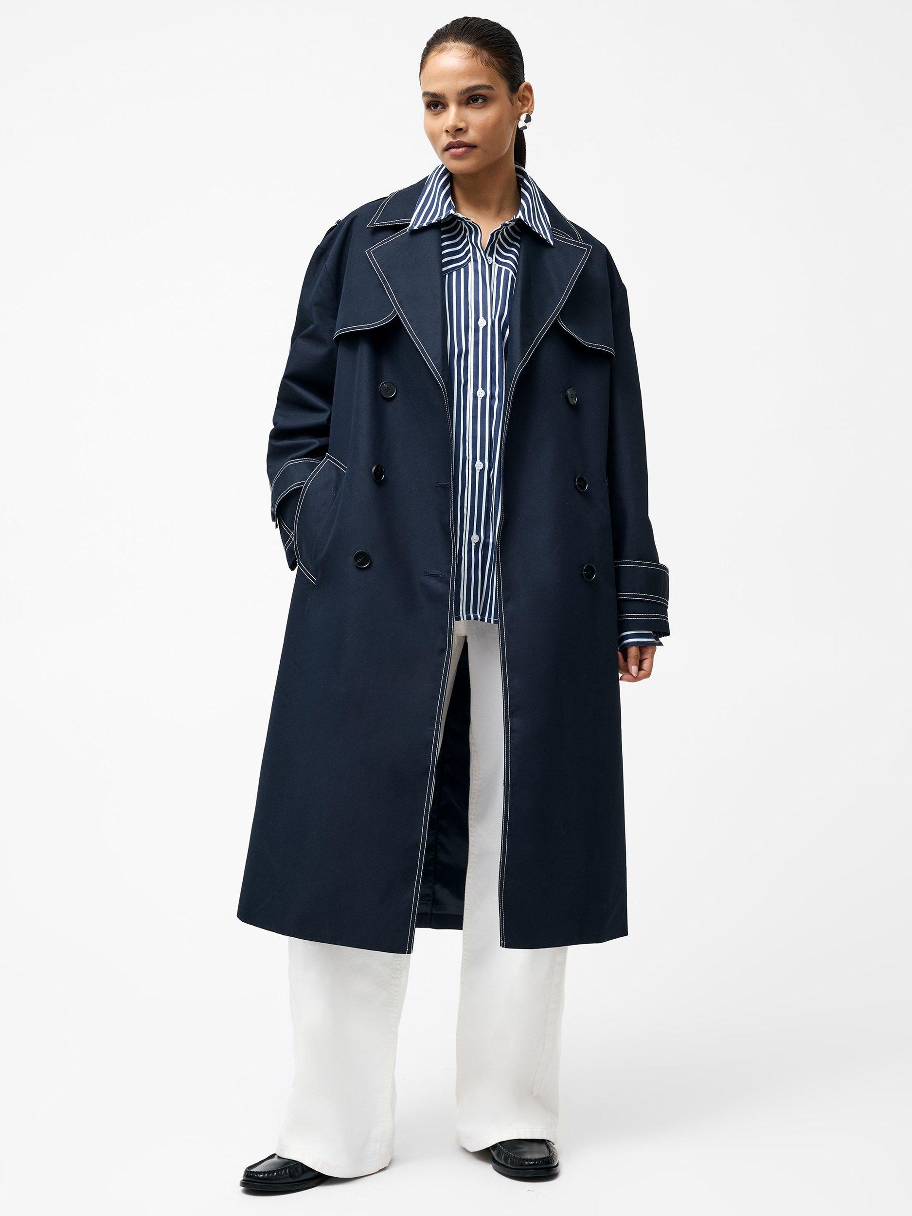Product image 1 of 1, which shows French Connection Afton Trench Coat, Navy, 6