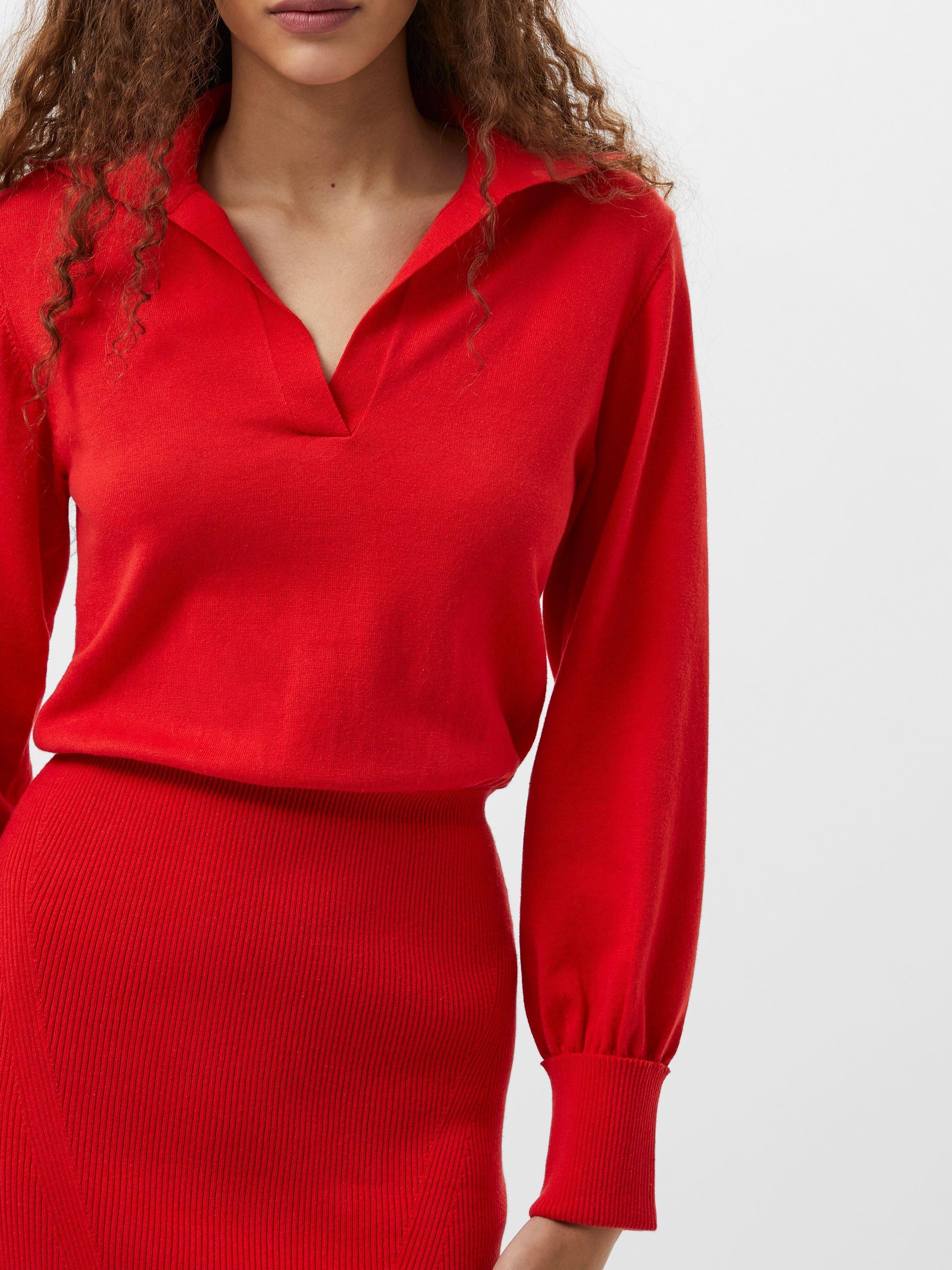 Product image 1 of 4, which shows French Connection Mozza Midi Dress, Scarlet Red, XS