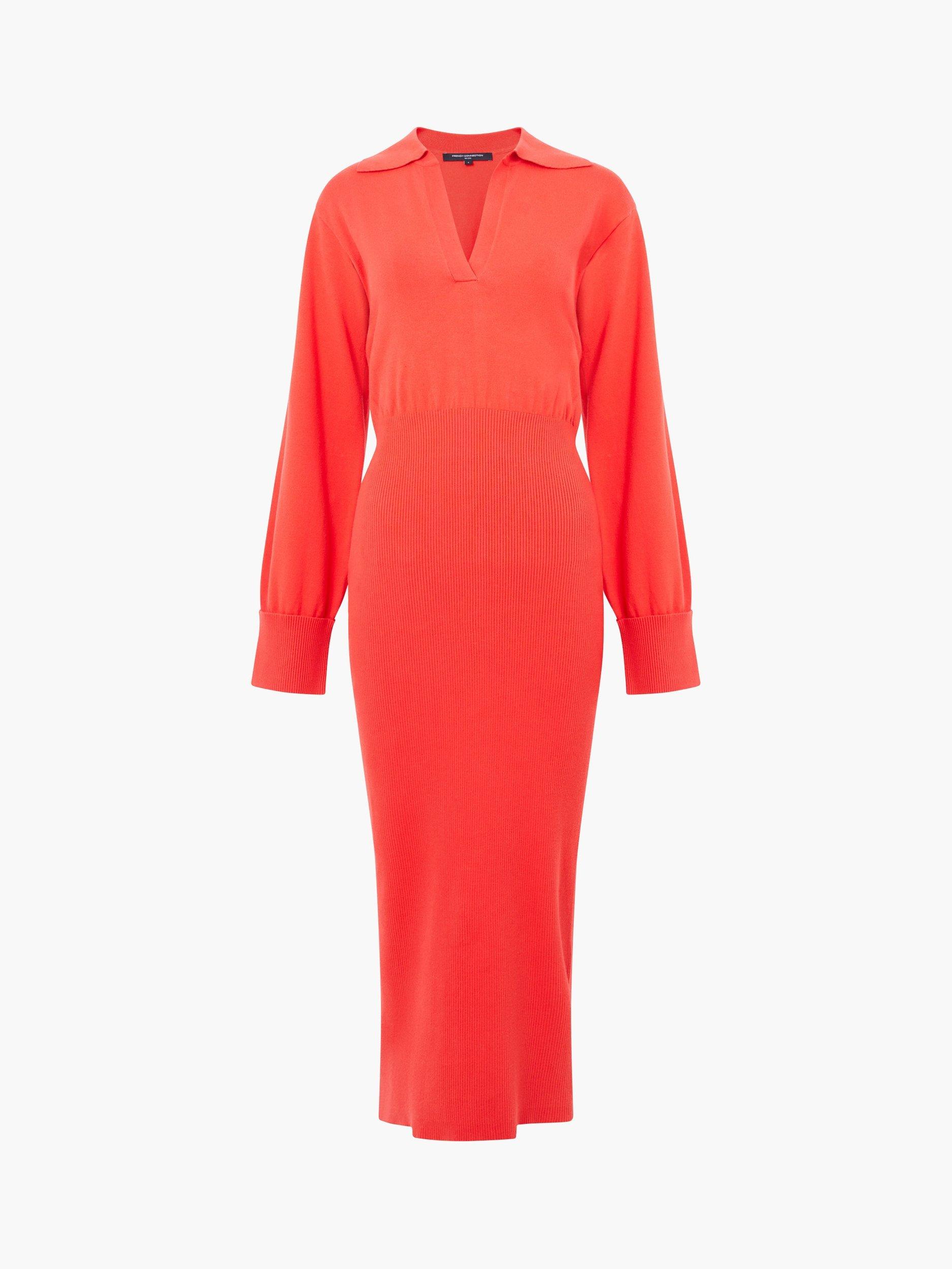 Product image 4 of 4, which shows French Connection Mozza Midi Dress, Scarlet Red, XS