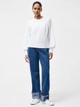 French Connection Lily Cable Sleeve Jumper, Linen White
