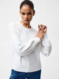 French Connection Lily Cable Sleeve Jumper, Linen White