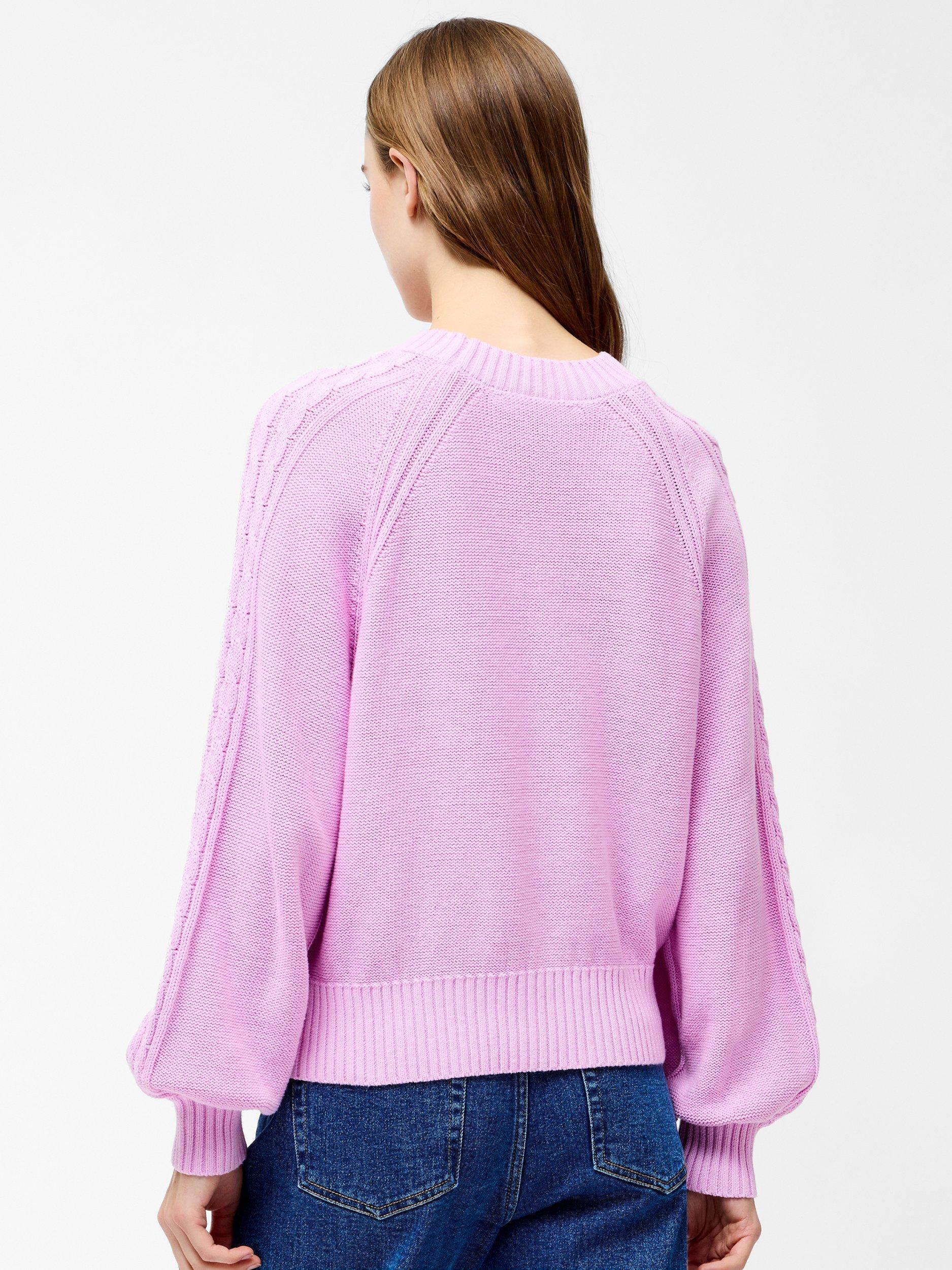 Product image 4 of 5, which shows French Connection Lily Cable Sleeve Jumper, Bubblegum Pink, XS