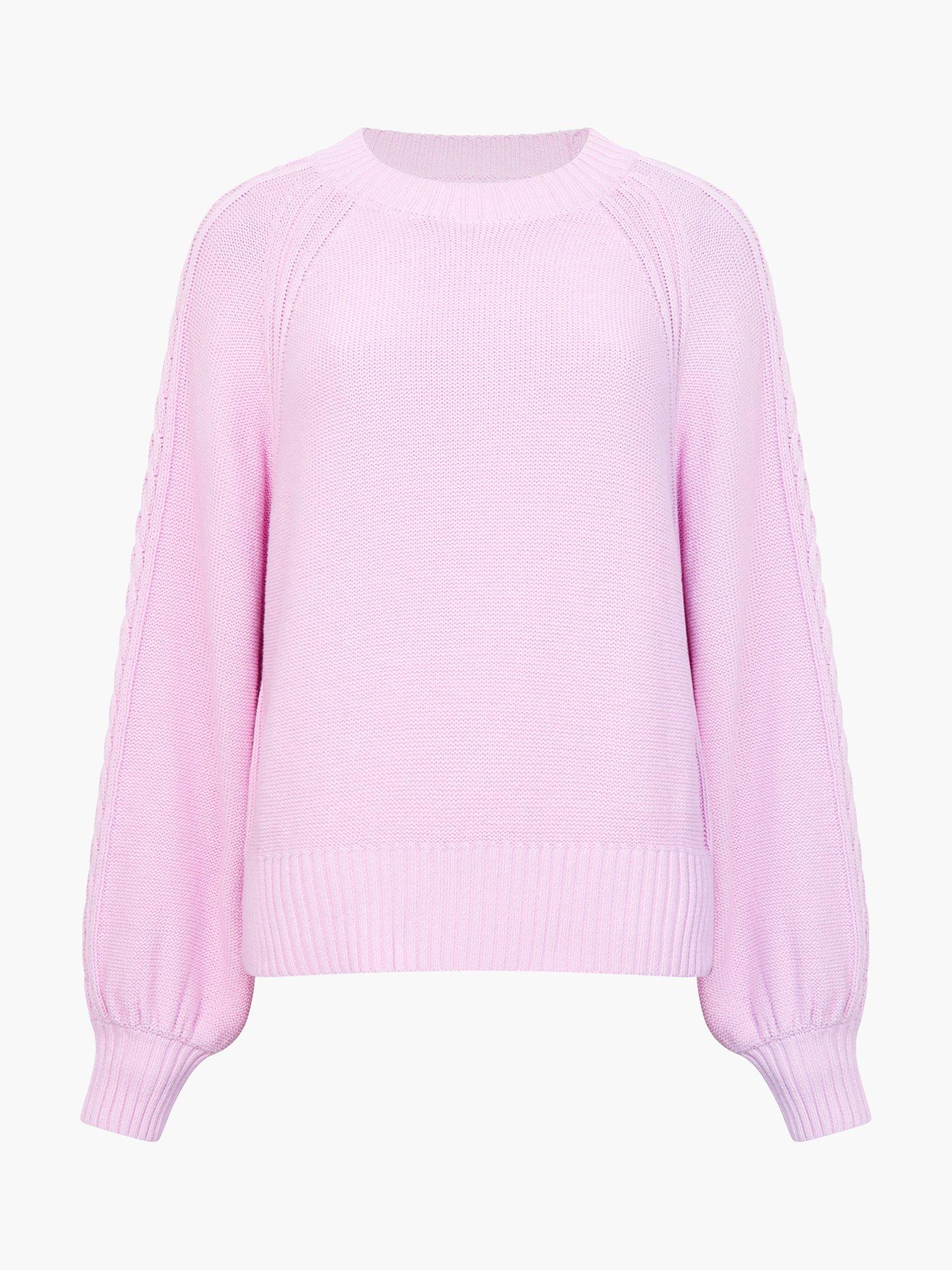 Product image 5 of 5, which shows French Connection Lily Cable Sleeve Jumper, Bubblegum Pink, XS