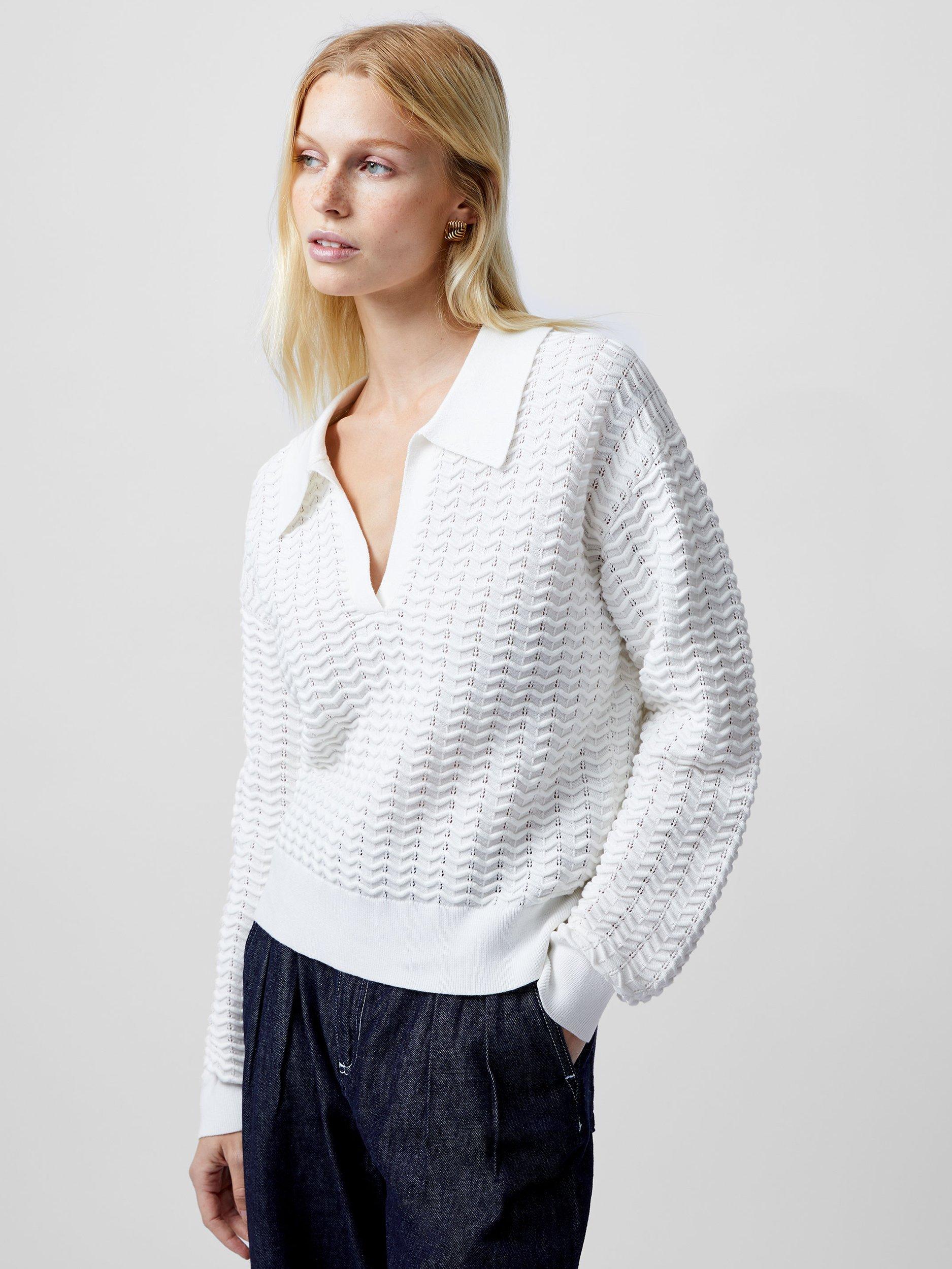 Product image 2 of 5, which shows French Connection Mozart Polo Knitted Shirt, White, L